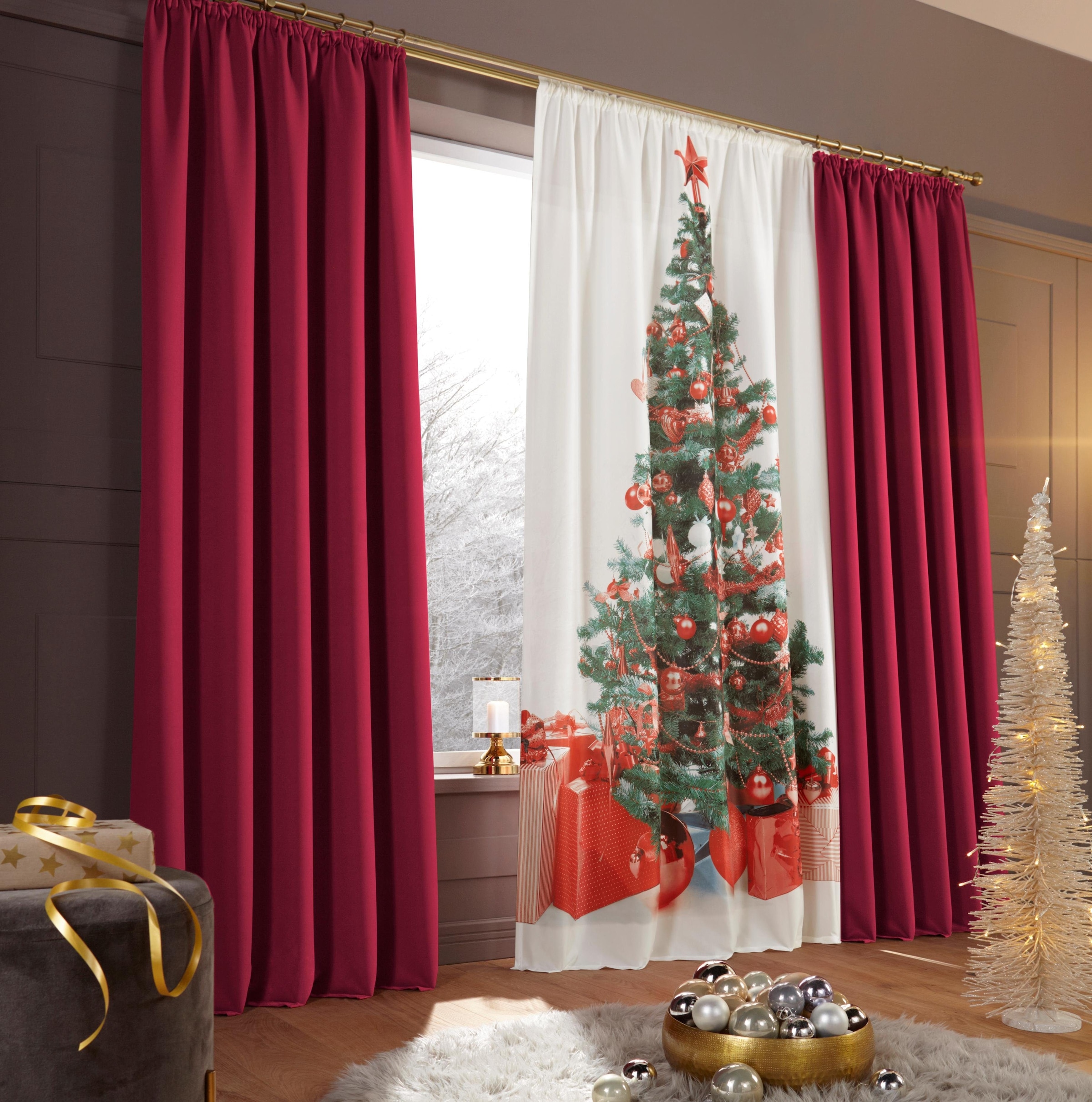 Tree«, | 230x140 St.), home my BAUR »Xmas Weihnachtlich Vorhang Weihnachtsdeko HxB: mit (1