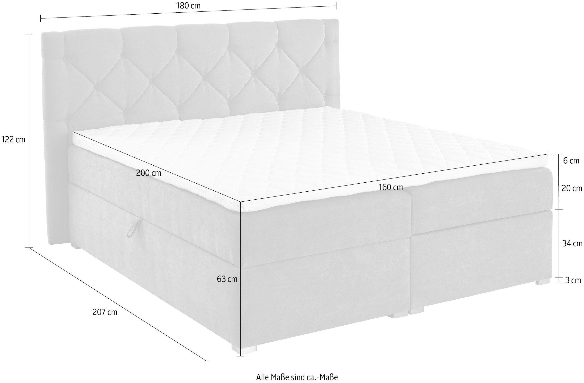 ATLANTIC home collection Boxbett »Meike«, mit XXL-Bettkasten und Topper