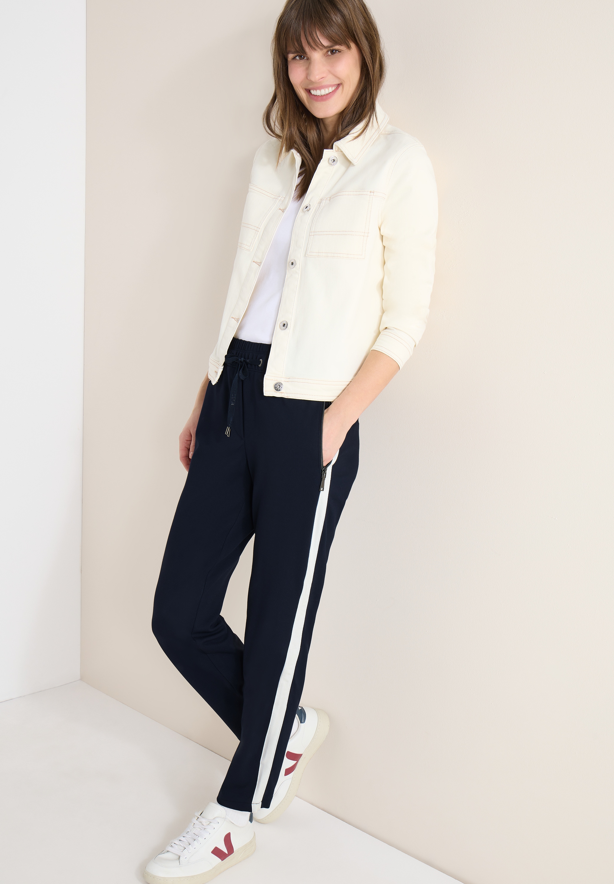 Cecil Stoffhose »Style Tracey«  mit Color Block Tape, elastischem Bund mit Tunnelzug