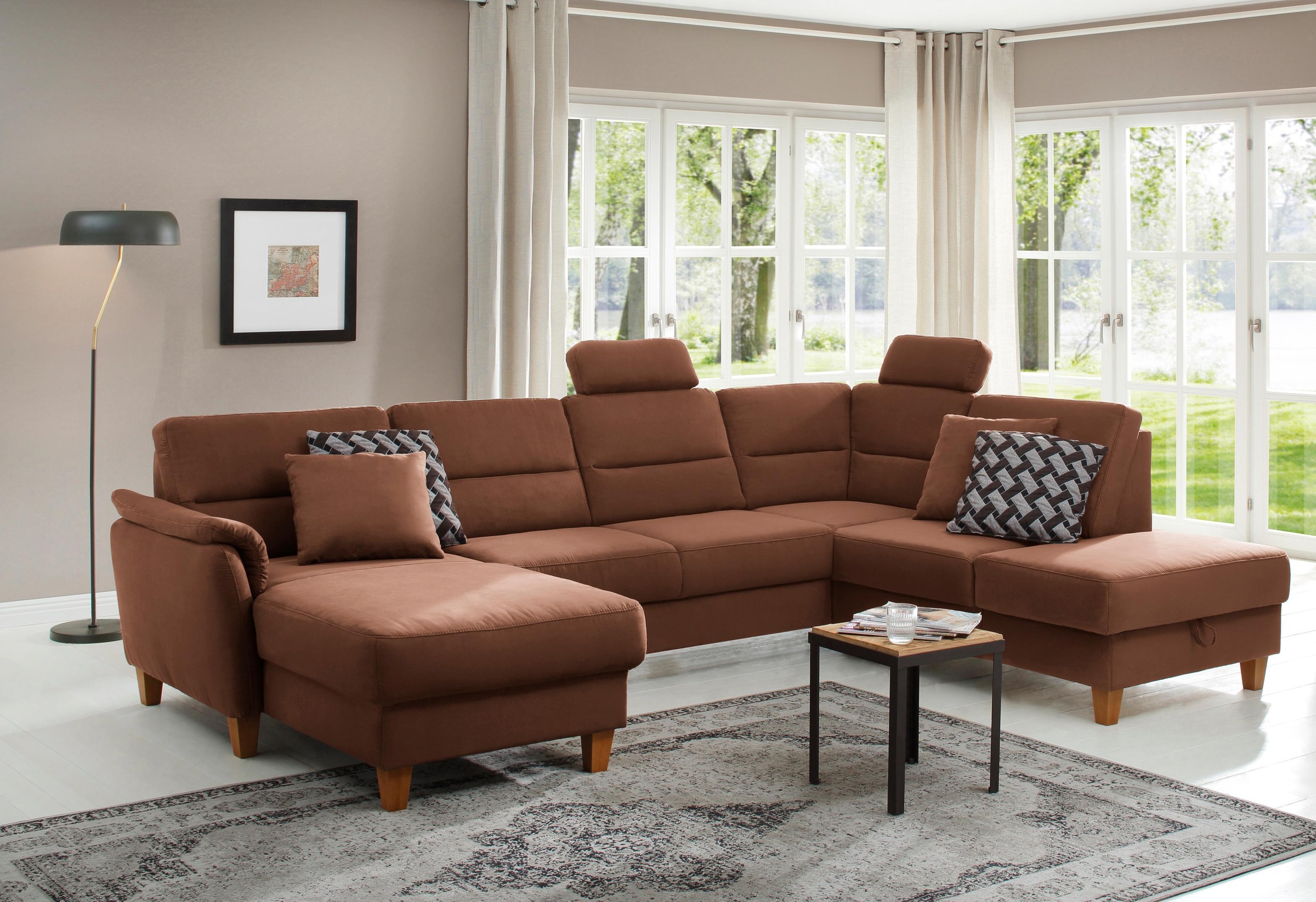 Wohnlandschaft Sofa U-Form B-Ware Palmera mit Schlaffunktion ♻️