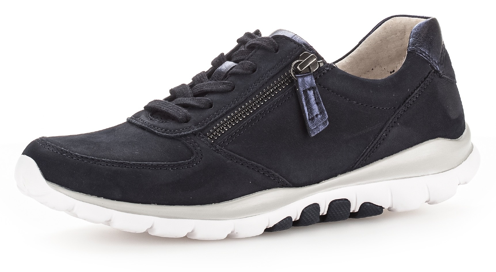 Keilsneaker ROLLINGSOFT, Damen, Gr. 37, blau (nachtblau), Nubukleder, unifarben, Schuhe Sneaker, Freizeitschuh, Halbschuh, Schnürschuh mit Logo an der Ferse