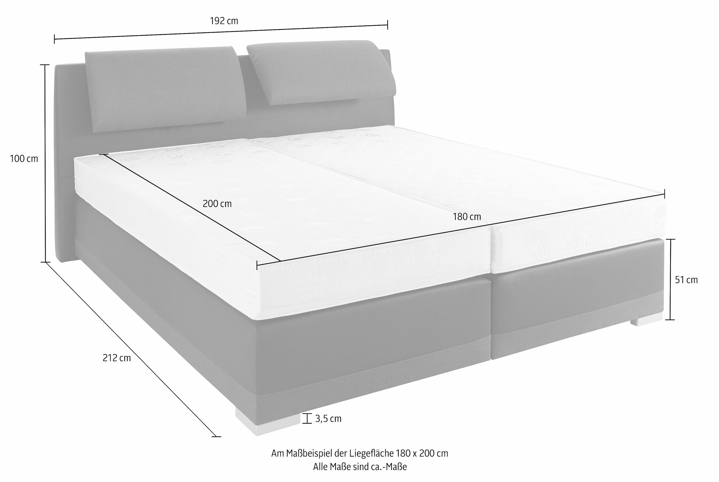 Maintal Boxspringbett, verstellbare Kopfstütze