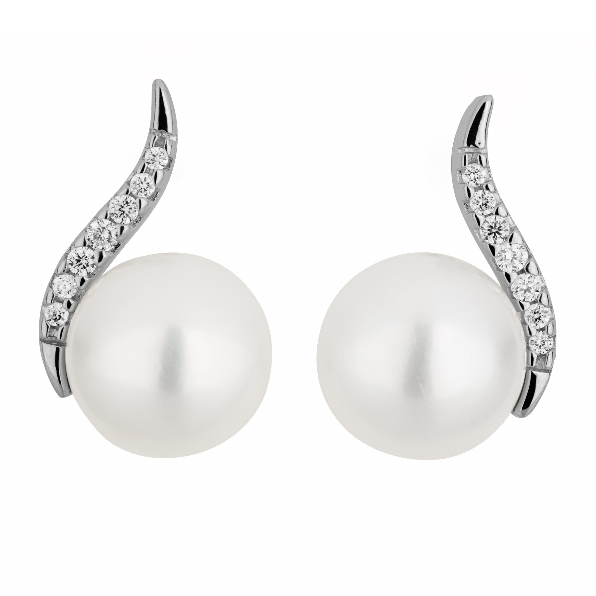 Orolino Paar Ohrstecker »Gold 585 mit 2 weißen Perlen und 14x Brillant zus. 0,08ct.«