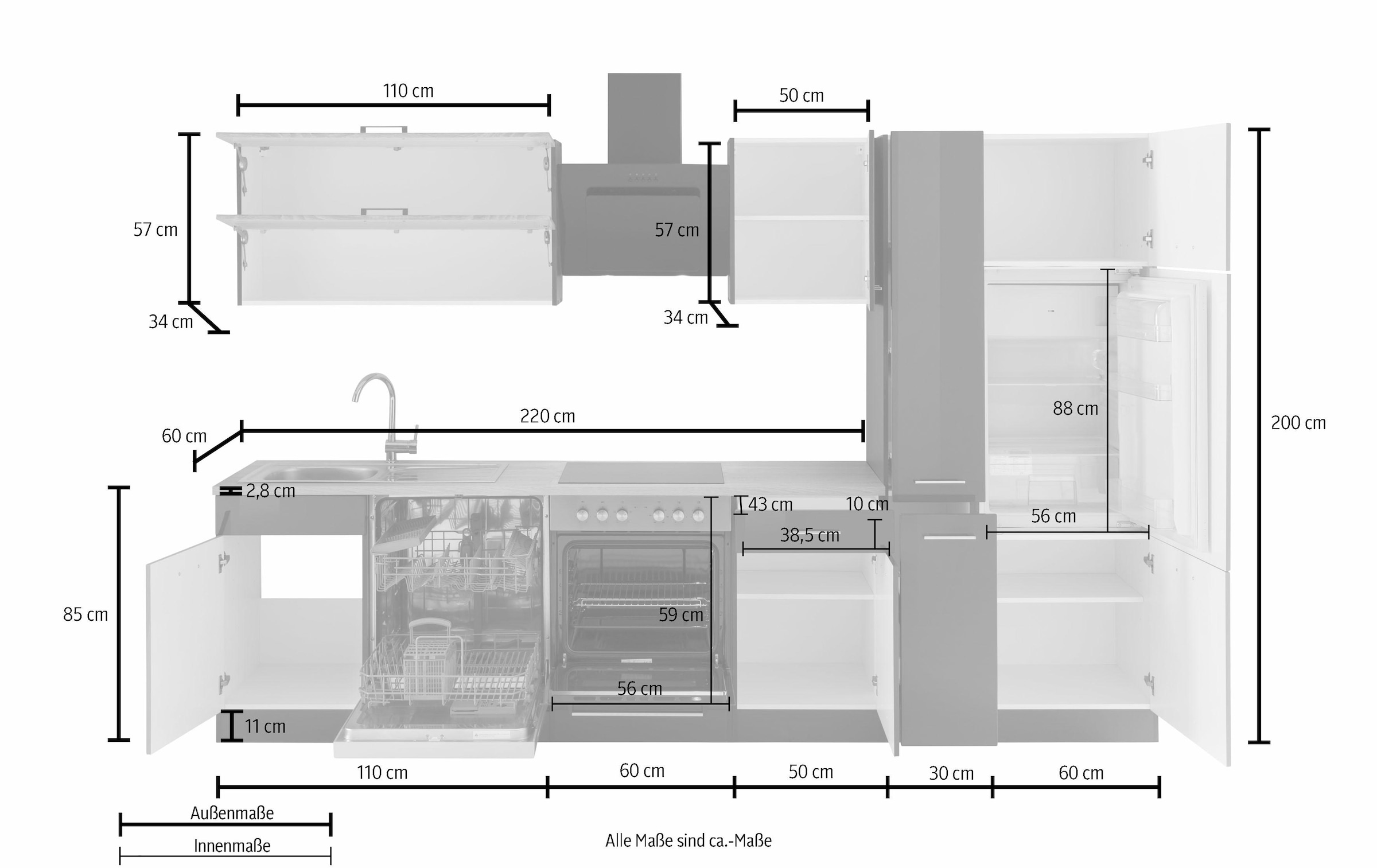 HELD MÖBEL Küchenzeile »Utah«, mit E-Geräten, Breite 310 cm kaufen | BAUR