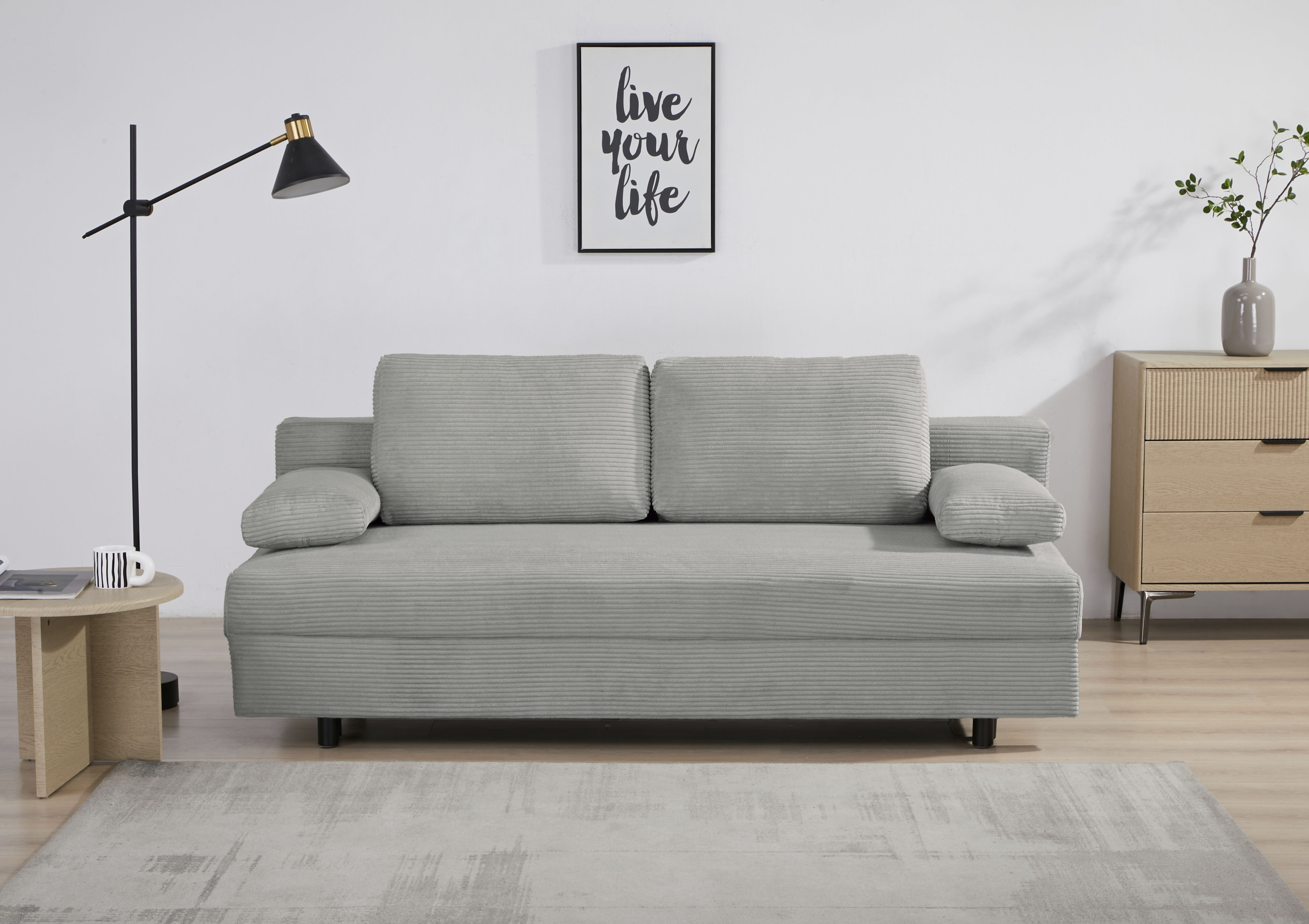 OTTO home Schlafsofa "ONNIKO Cord, Breite: 192 cm, Liegefläche 121x192 cm, softer Cord-Bezug" mit Bettfunktion & Bettkasten
