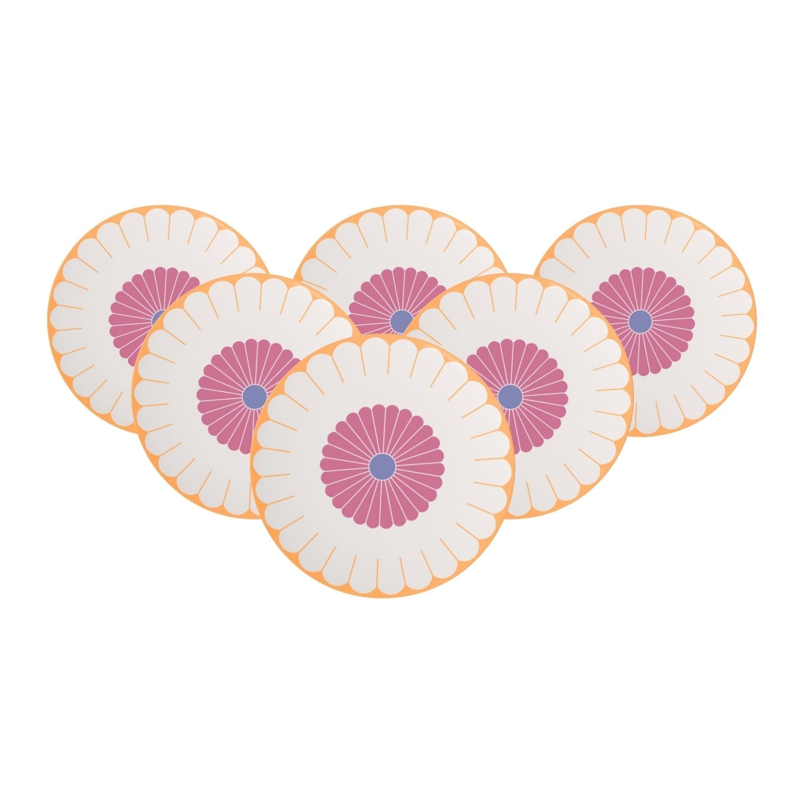 Villeroy & Boch Servierplatte "Servierplatten Fleur Couleur ø 31,8 cm 6er Set bunt" Spülmaschinenfest, Mikrowellensicher