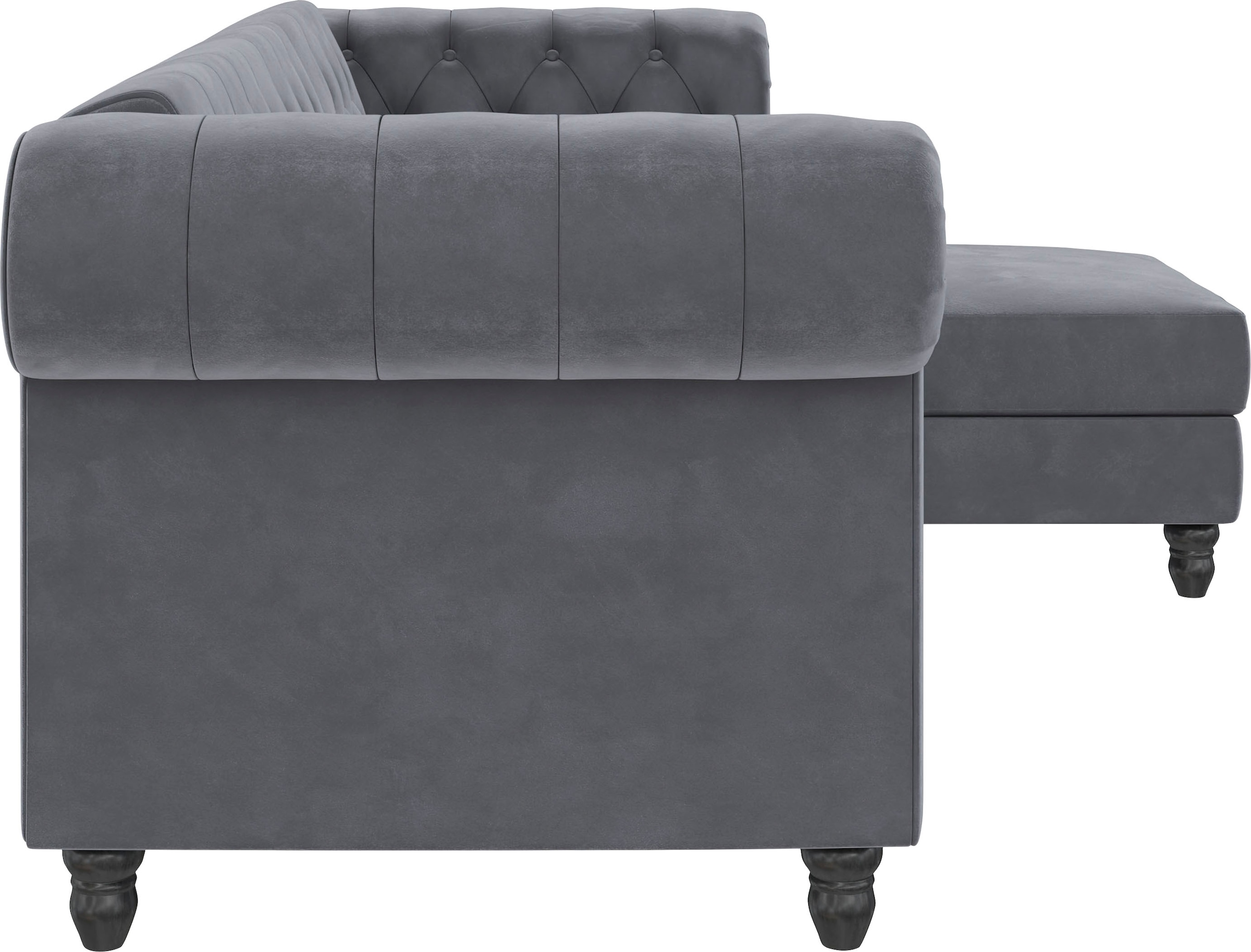 Dorel Home Ecksofa »Felix, L-Form, 241 cm (Liegefl.108x195 cm), Recamiere tauschbar,«, verstellb. Rückenlehne, Bett-Funktion, Velours, Kunstleder, Vintage