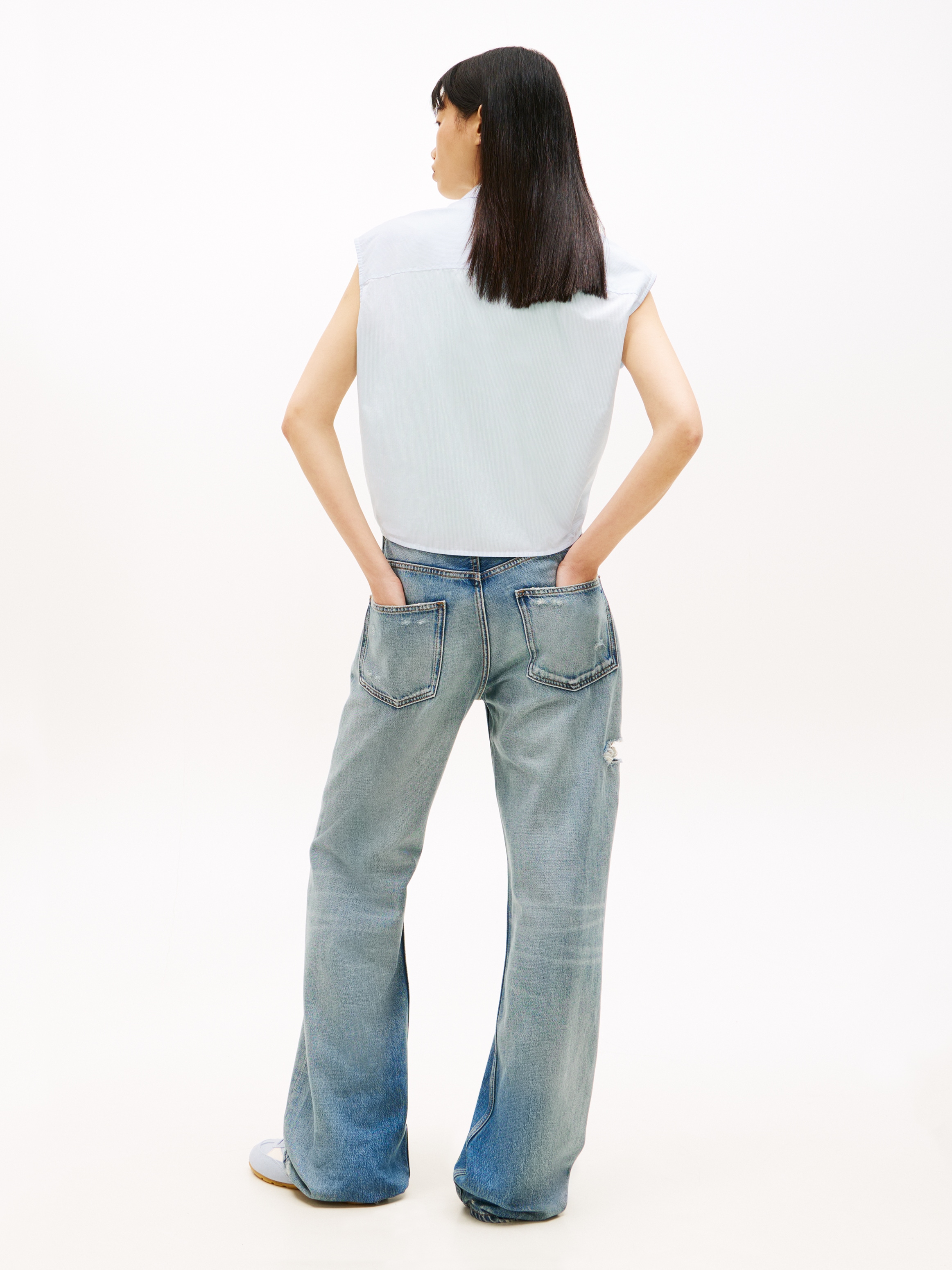 Tommy Jeans Blusentop »TJW TIE FRONT POPLIN SHIRT« mit Knoten Detail am Saum, reine Baumwolle