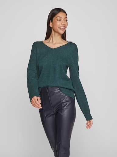 Vila "VIRIL V-NECK L/S KNIT TOP - NOOS" Materialmix, regular fit