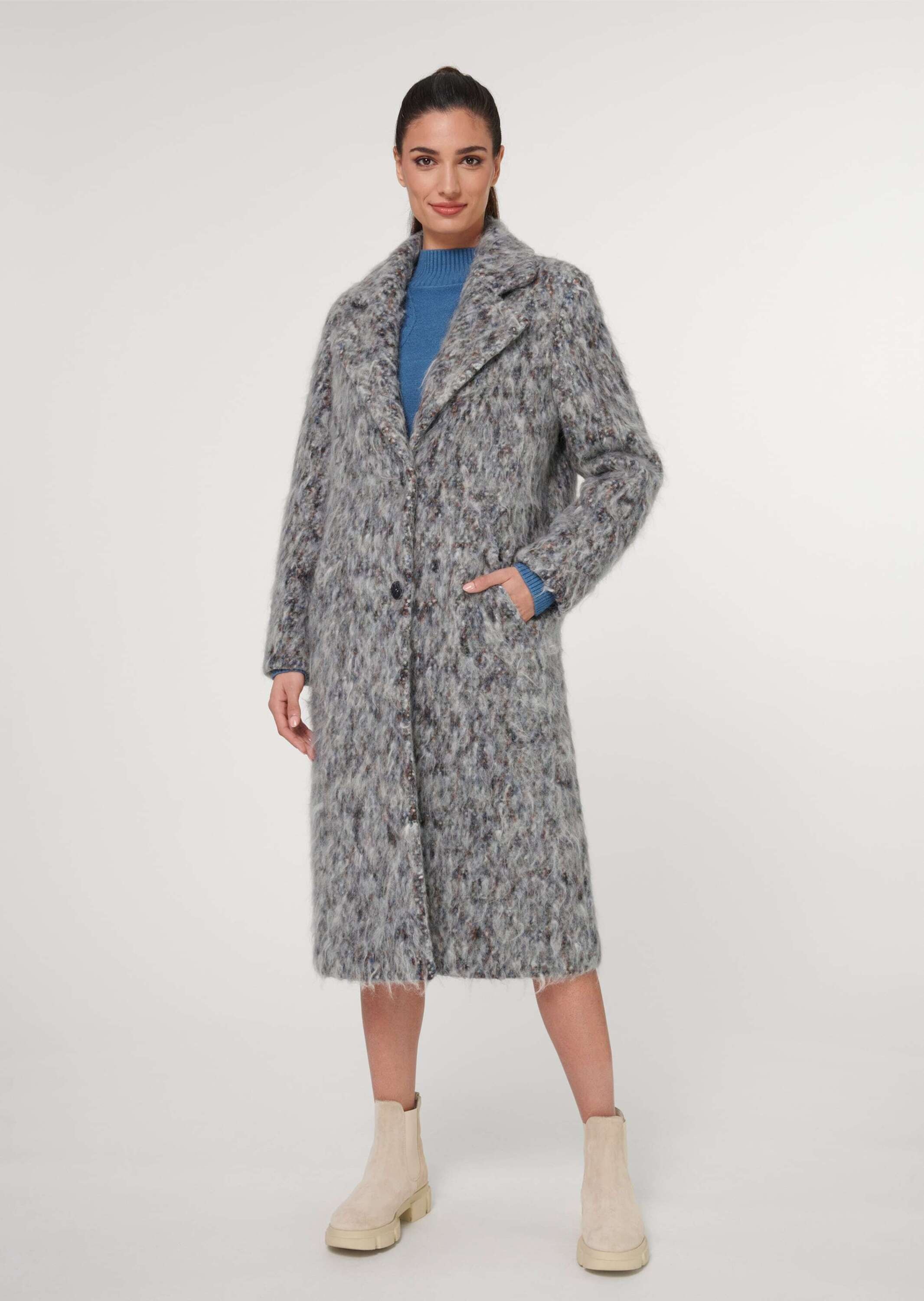 MADELEINE Langmantel "Kurzmantel Modischer Mantel mit haariger Struktur" günstig online kaufen