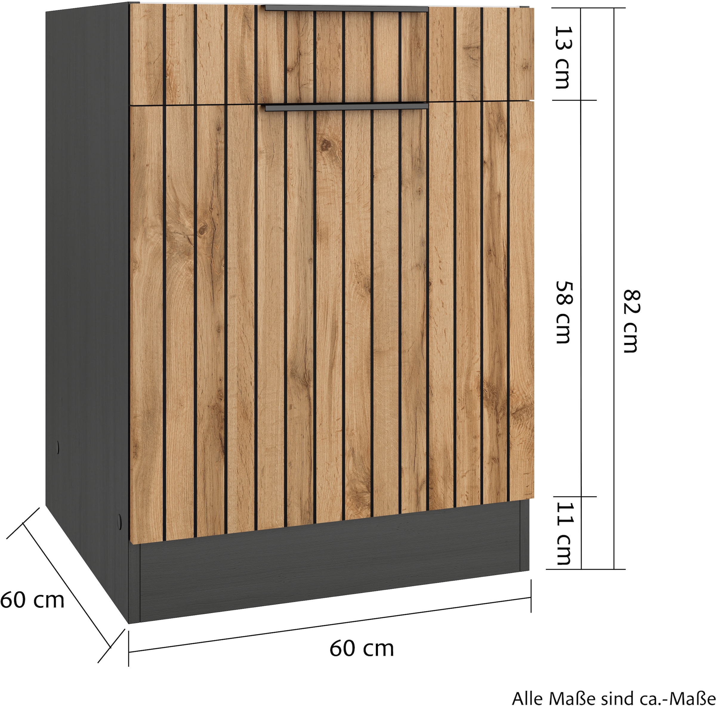KOCHSTATION Unterschrank »KS-Lagos«, Breite 60 cm, 1 Tür, 1 Schubkasten
