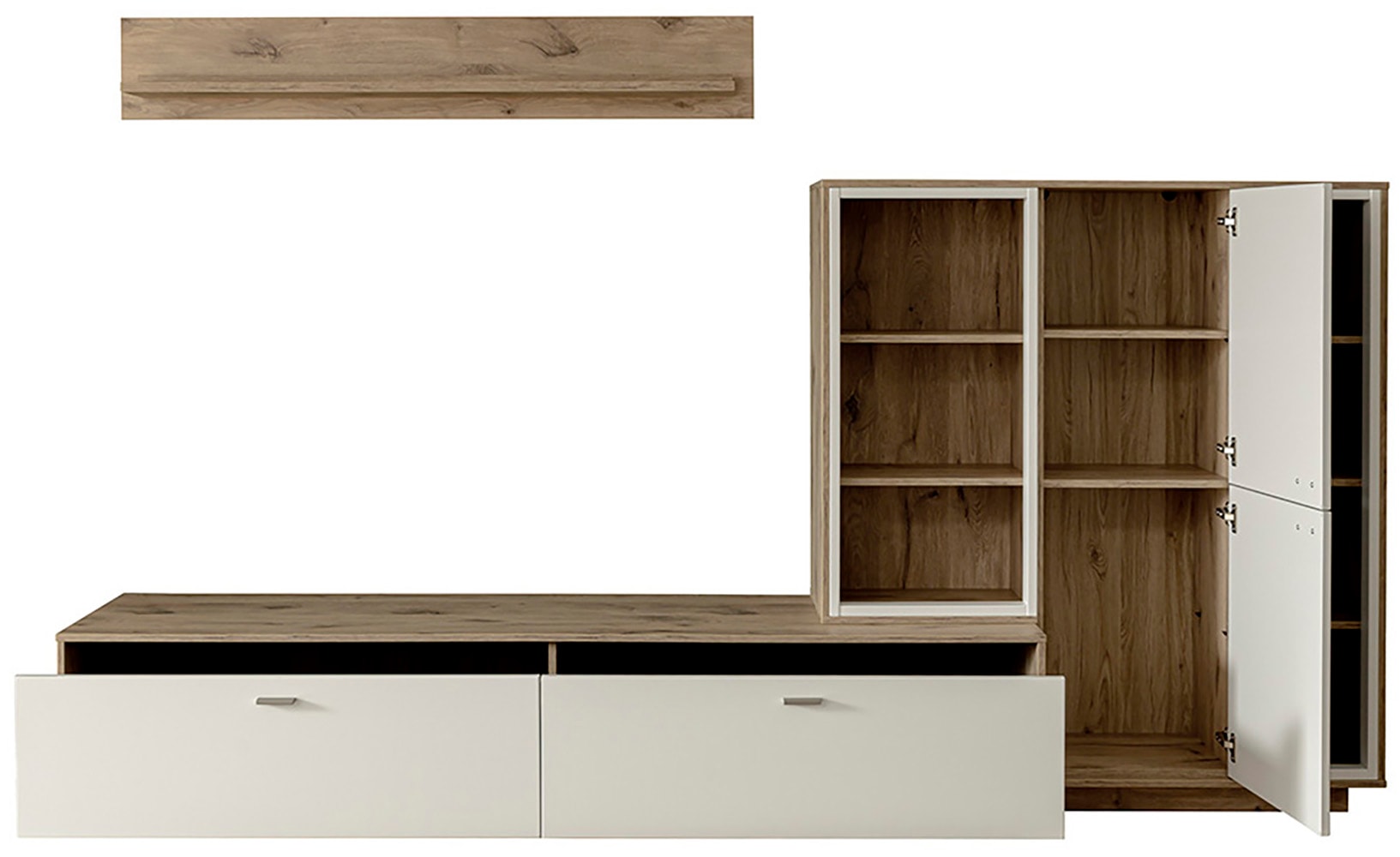 MCA furniture Wohnwand »SANTERNO«, (Komplett-Set, 3 St., 3-teilg), Wohnzimmer Set (3-tlg.), Türen & Schubkästen gedämpft, Breite 287 cm