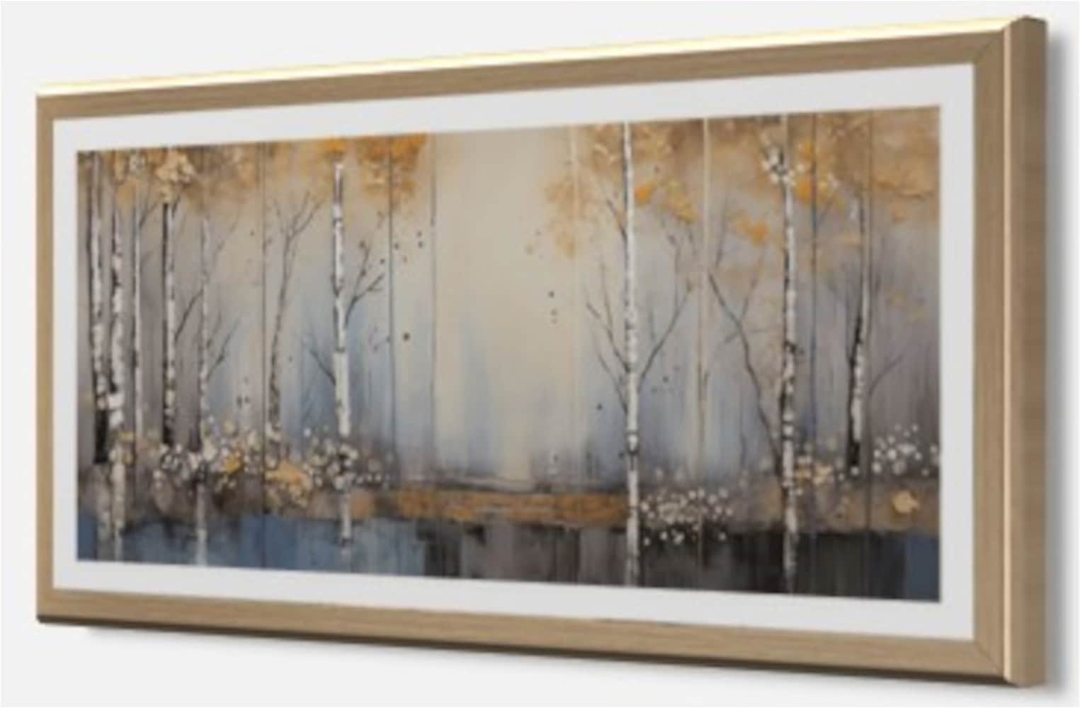 Bönninghoff Bild mit Rahmen »Wandbild gerahmt BIRKENWALD 23x49 cm – Natur Wanddeko modern« Abstrakt | Abstrakte | Baumbilder | Bäume | Landschaft | Natur | Wald | Waldbilder 1 Stk. tlg. mit dekorativem Rahmen