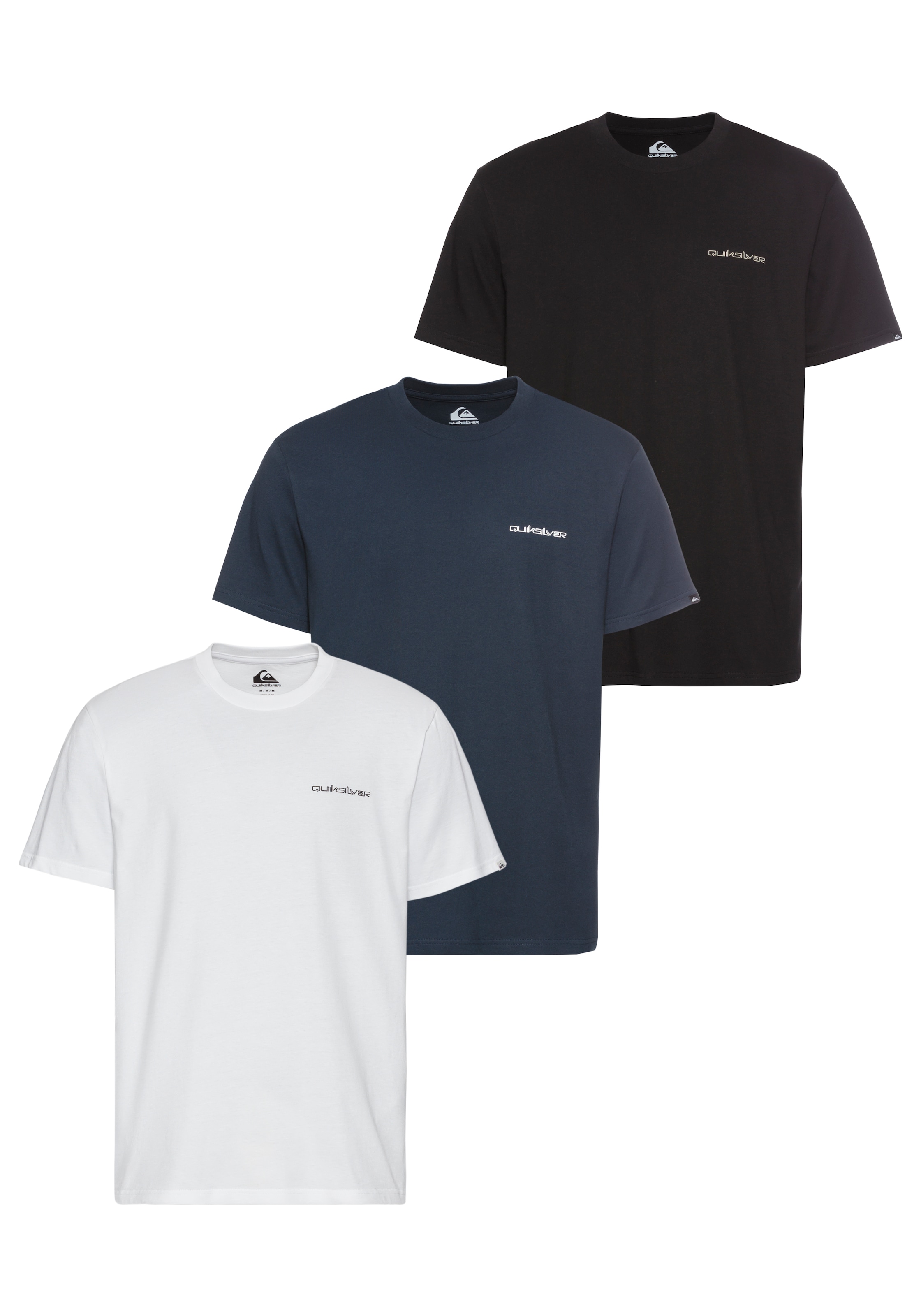 Quiksilver T-Shirt "OMNI QS SHORT SLEEVE TEE PACK3 YM" Spar-Set, 3 Stk. mit Logo, 3er-Set, Kurzarm, aus Baumwolle, auch in großen Größen