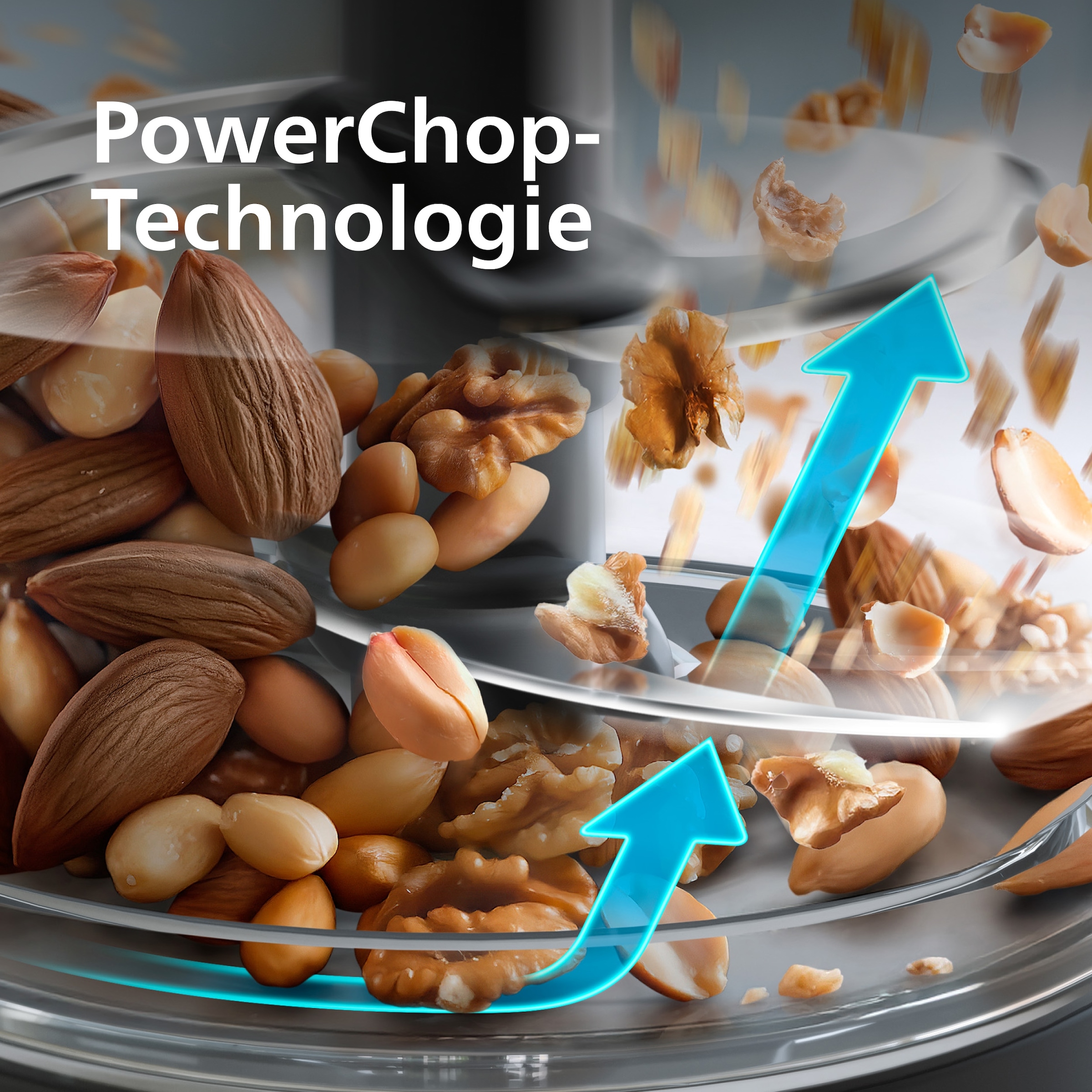 Philips Zerkleinerer »HR1503/00 3000 Series mit  PowerChop Technologie« 450 W 2L Glassschüssel, Edelstahl