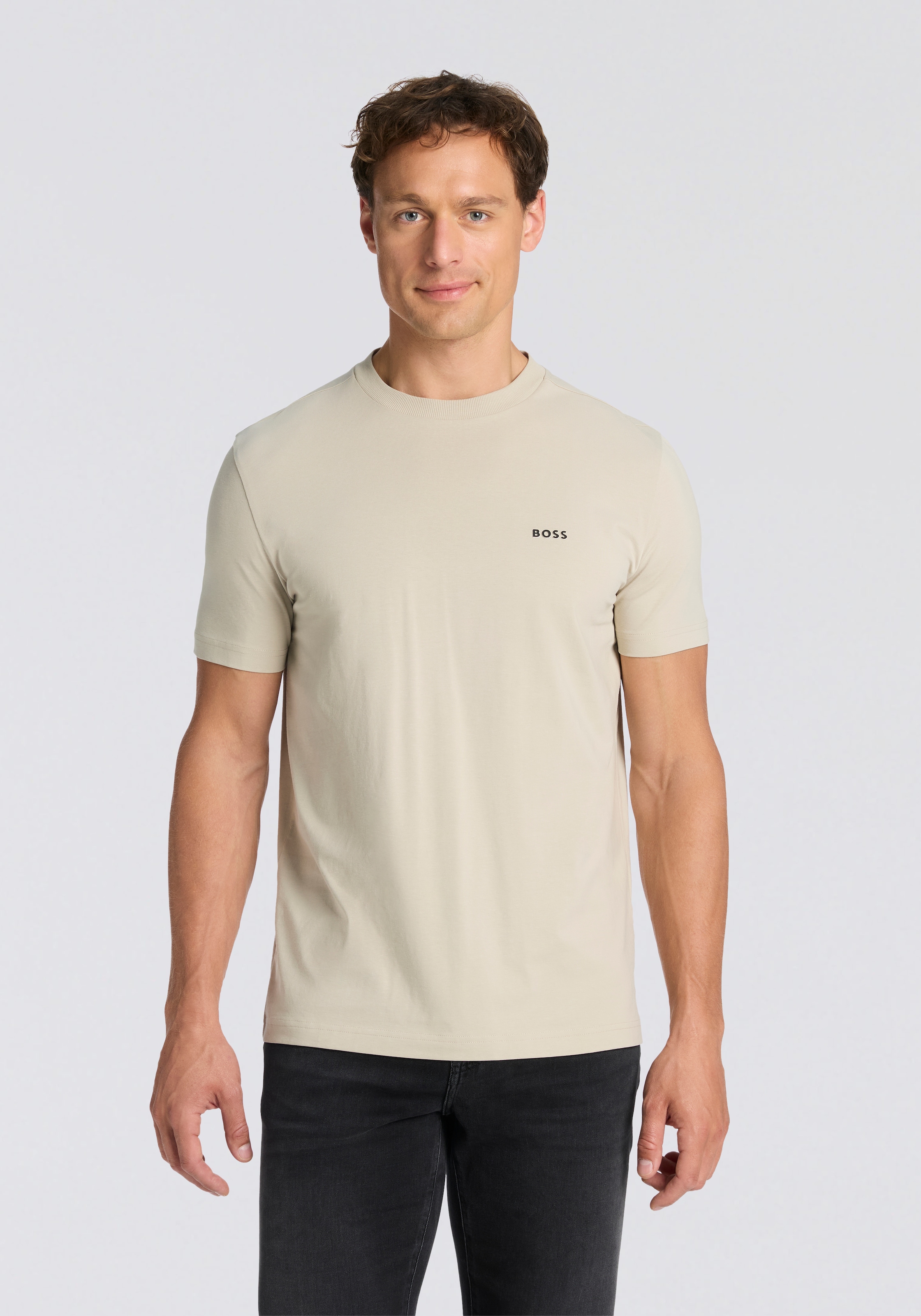 BOSS GREEN "Tee Regular Fit" Stretch Jersey Cotton, Logo on Chest, Rundhals