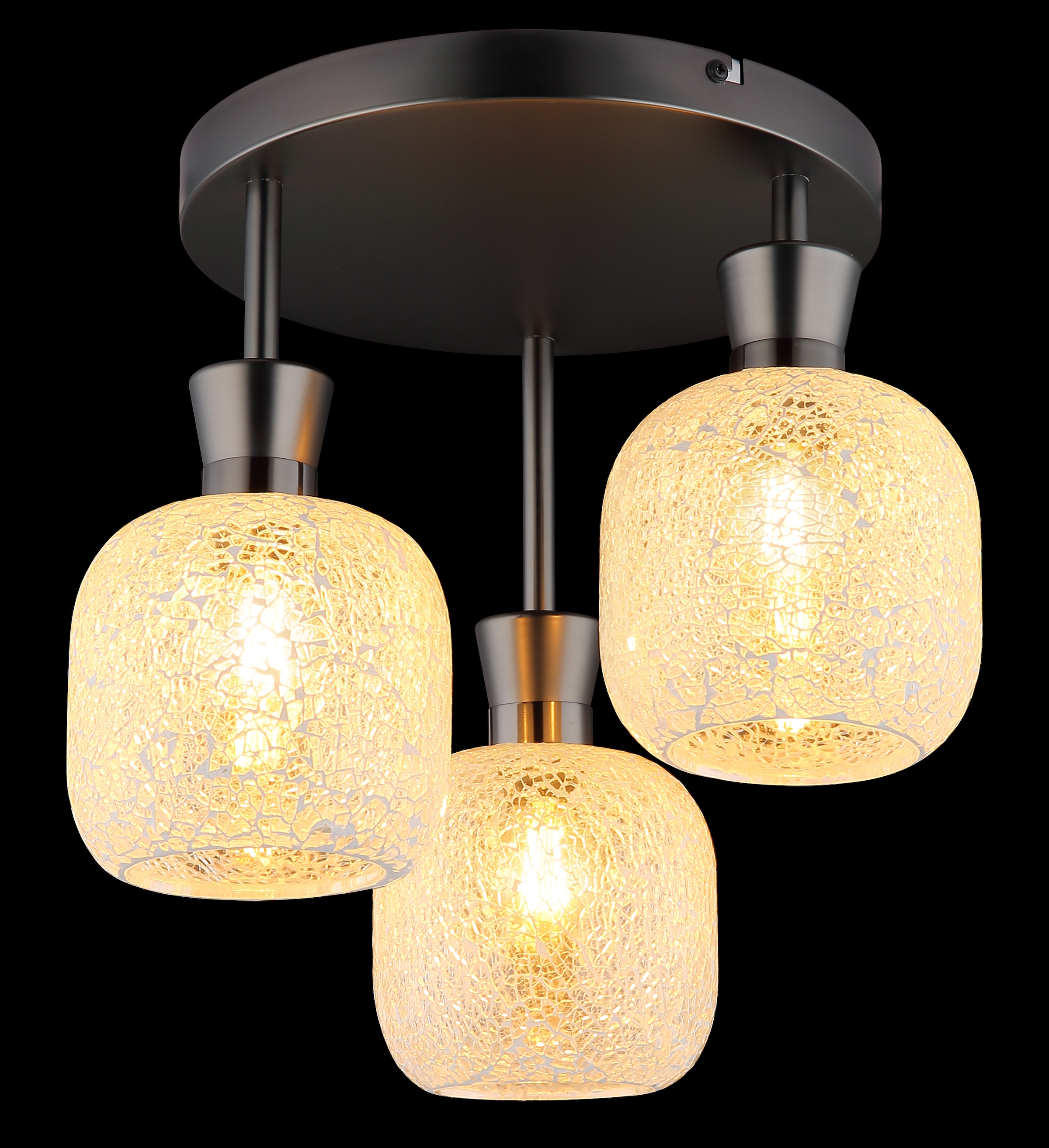 GLOBO LIGHTING Deckenleuchte »BROKANA« E14 1 Stk. Schwarz-chrome Deckenleuchte mit Glas Mosaik, ø 330mm, E14 3x40W