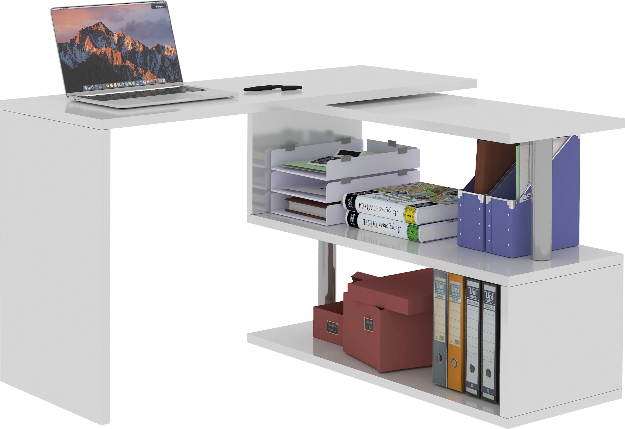 INOSIGN Schreibtisch »Volta, Made in Italy«, multifunktional - als Computertisch, Eckschreibtisch oder Sideboard