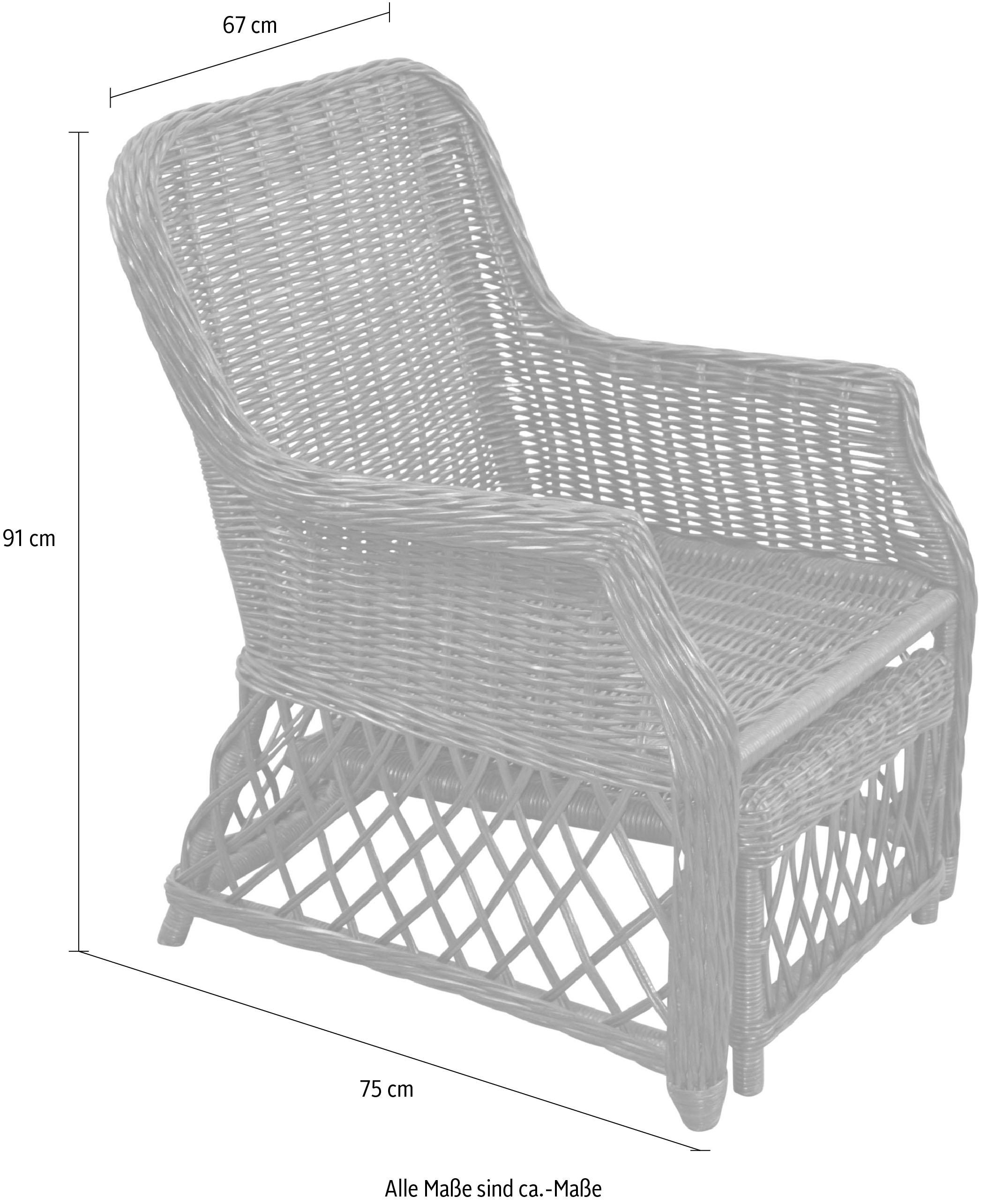 Home affaire Rattanstuhl, Handarbeit, Maße (B/T/H): (67/75/91)