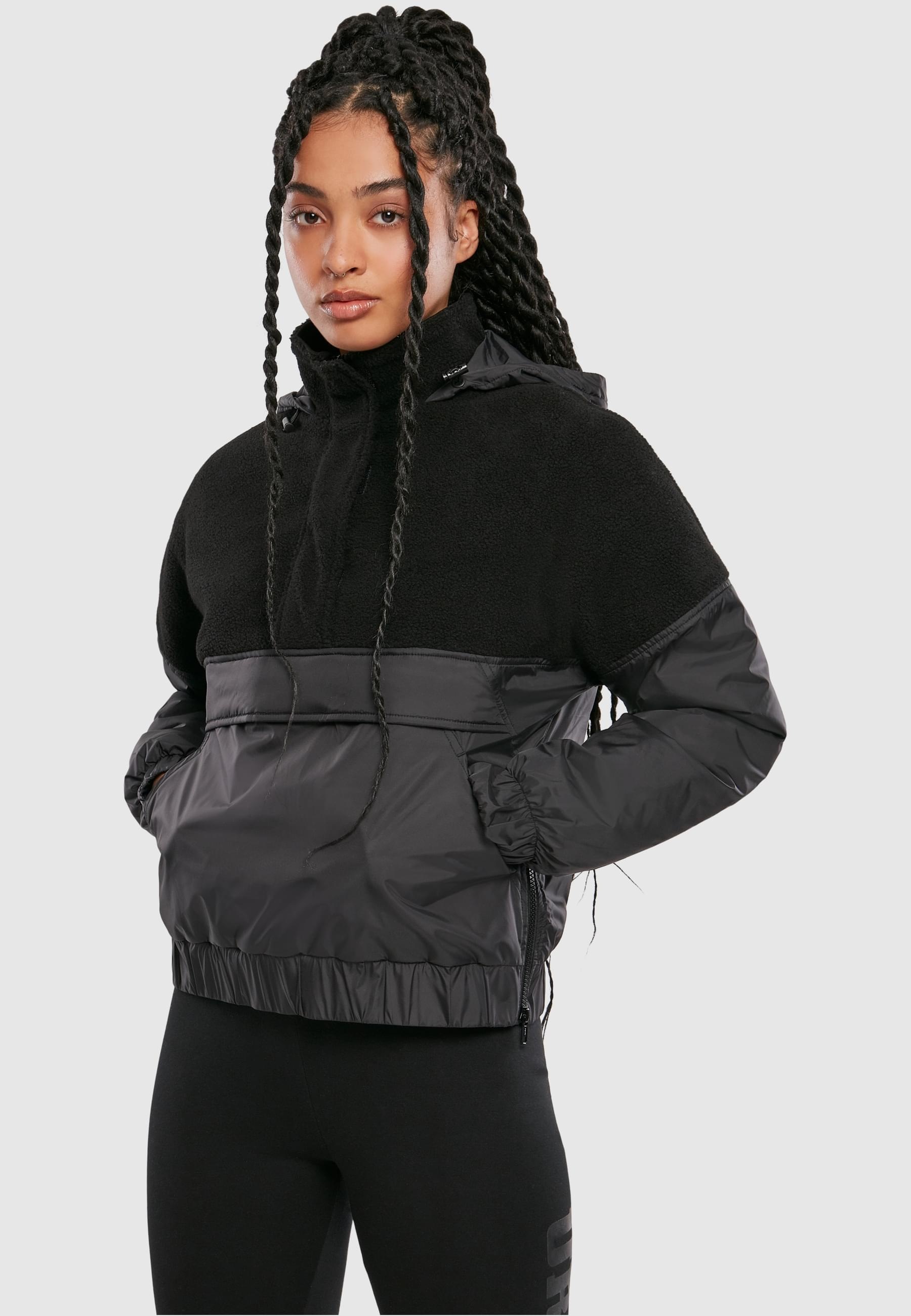 URBAN CLASSICS Winterjacke »Urban Classics Damen Ladies Sherpa Mix Pull Over Jacket«, (1 St.), mit Kapuze