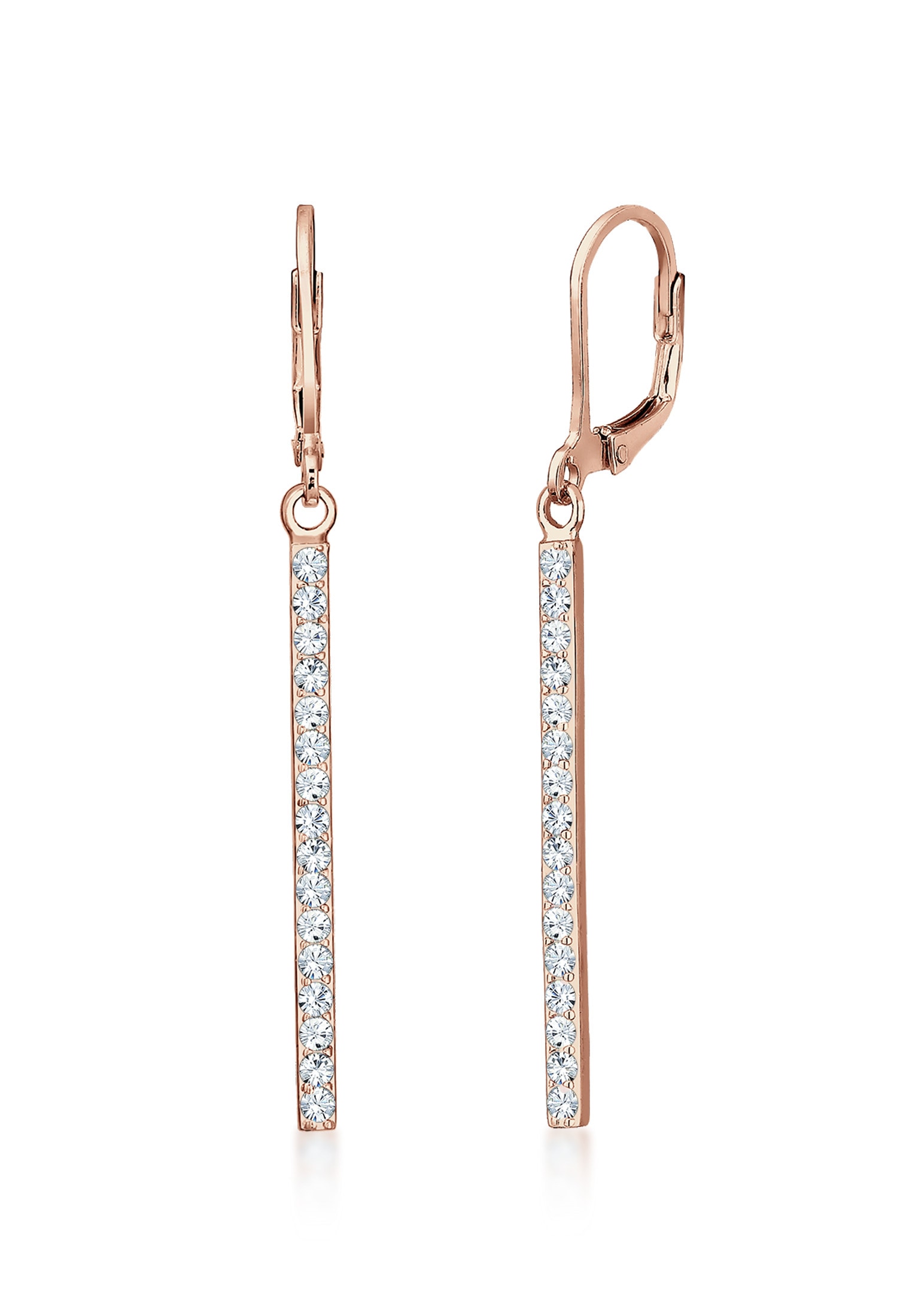 Paar Ohrhänger ELLI "Stab lang mit 925 Silber, mit Kristallen von Swarovski", rosa (rosegold), Ohrringe, Damen, onesize,mit Steinen, Silber 925 (Sterlingsilber)