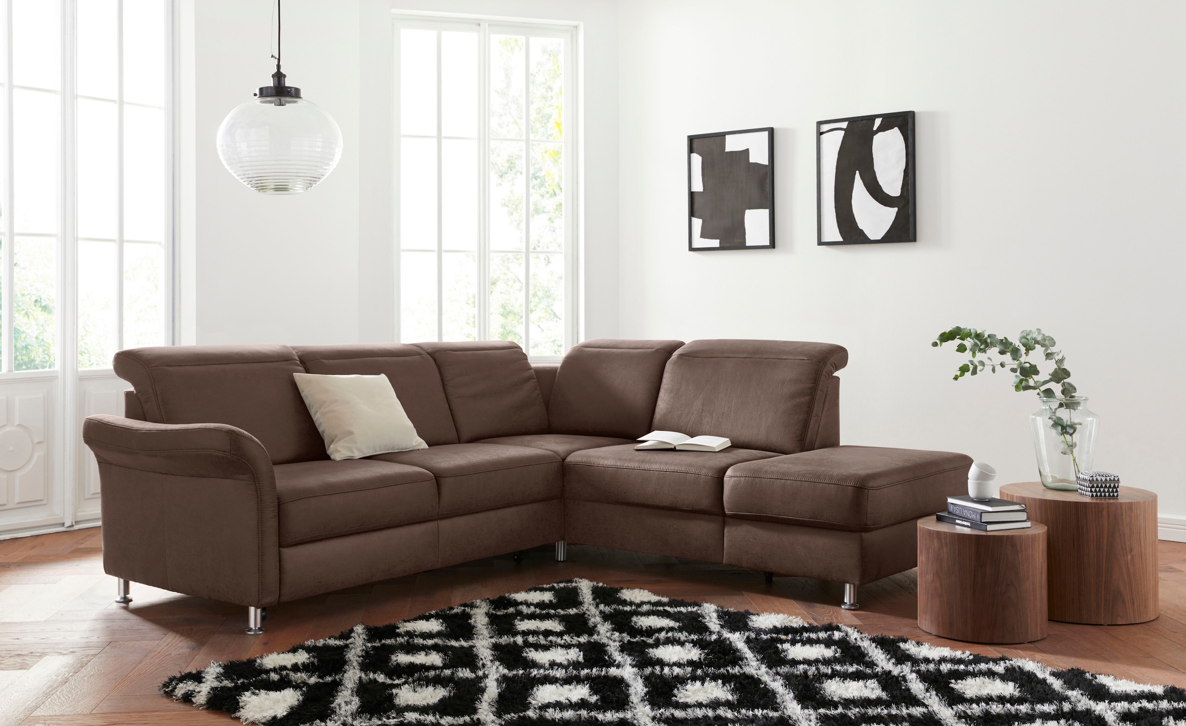 sit&more Ecksofa "Darwin L-Form" inklusive Federkern, wahlweise mit Kopfteilverstellung, Schlaffunktion