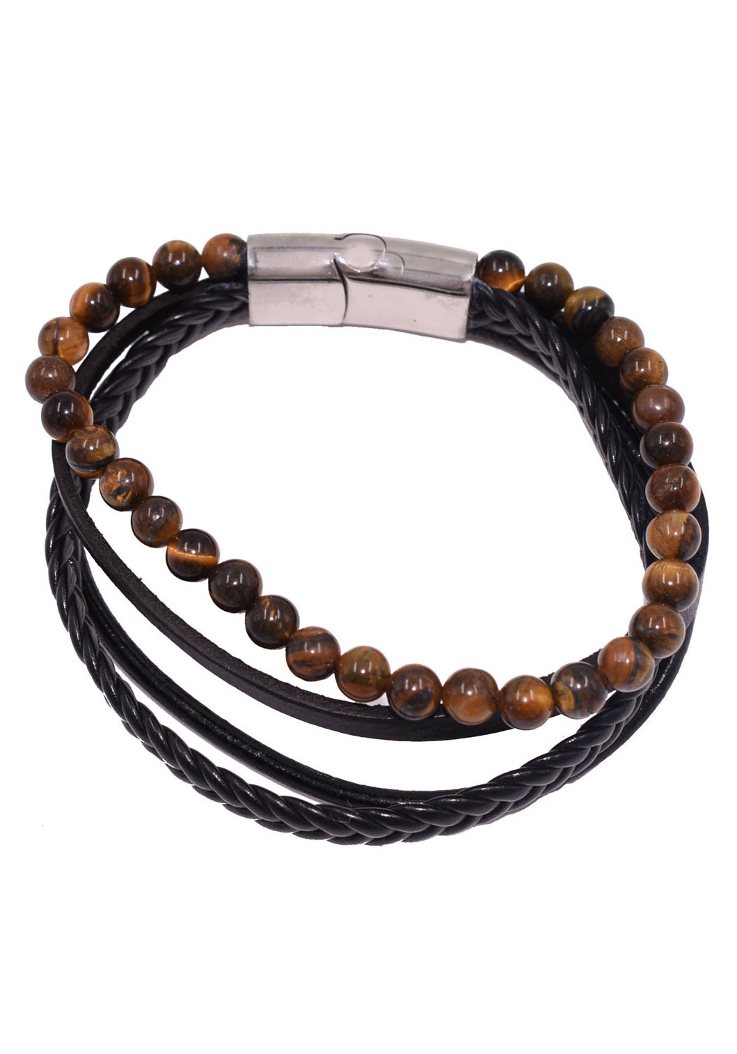 Firetti Leather Bracelet Tigerauge Brown/Black 20cm 2