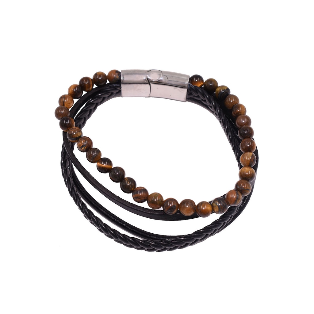 Firetti Lederarmband »Schmuck Geschenk Armschmuck Edelsteinarmband Tigerauge«