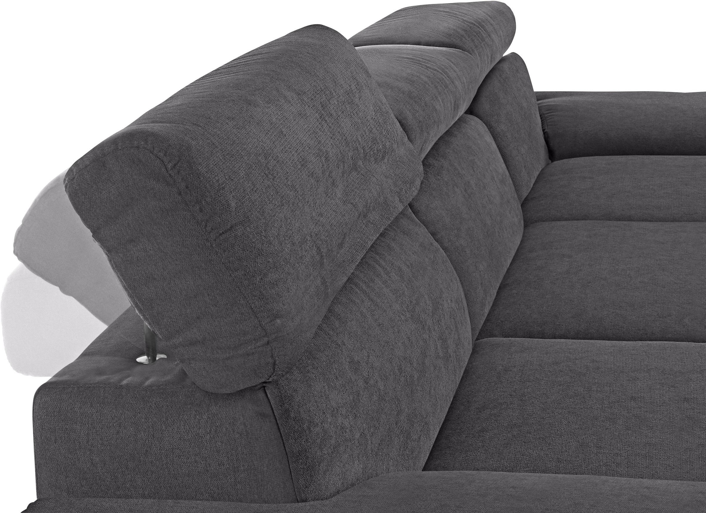 DOMO collection Ecksofa »Mira, inklusive Kopfteilverstellung für mehr Wohlfühlkomfort, L-Form«, wahlweise mit Bettfunktion und Bettkasten, elegant und modern