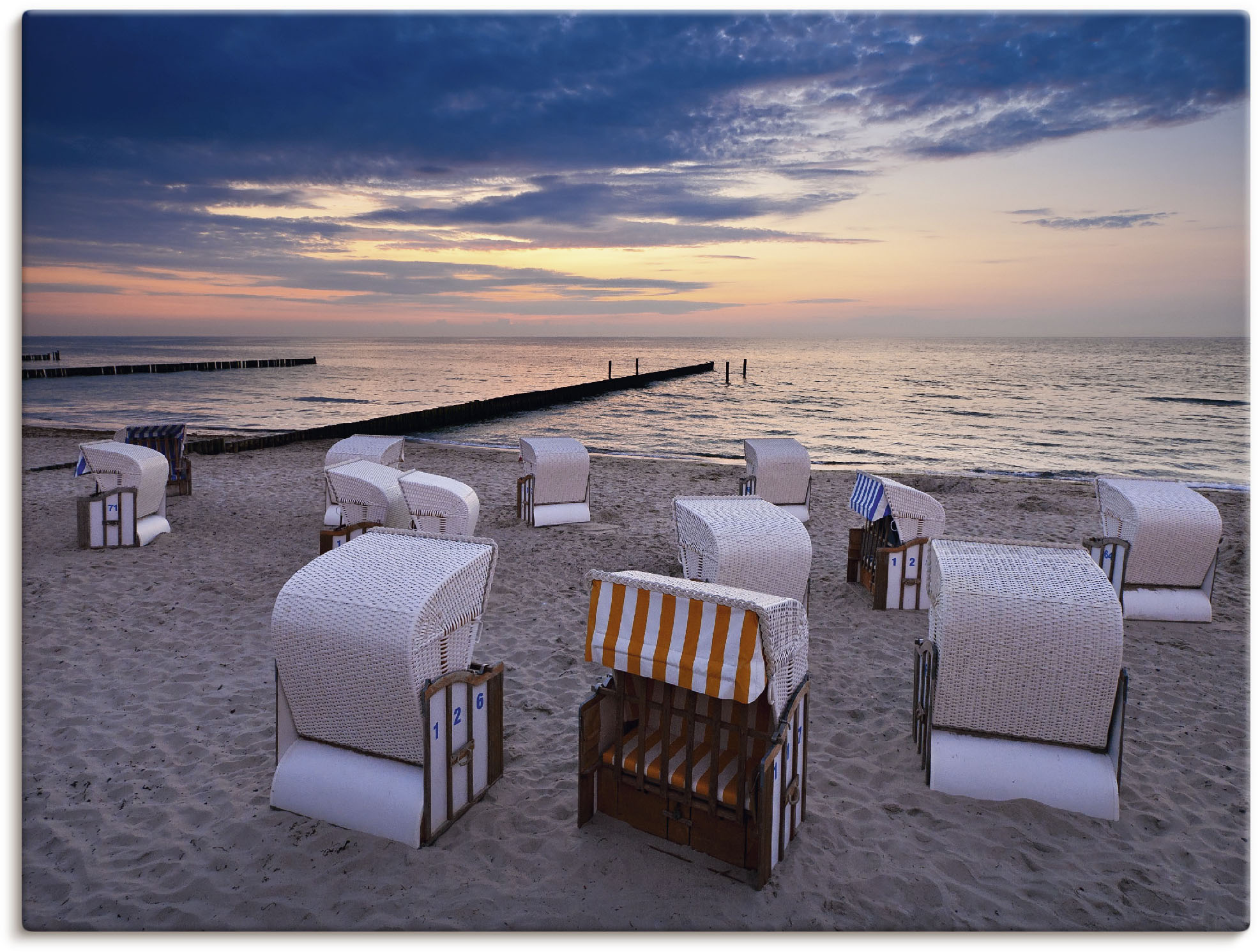 Artland Leinwandbild "Strandkörbe an der Ostsee" Strand 1 Stk. tlg. auf Holzrahmen gespannt