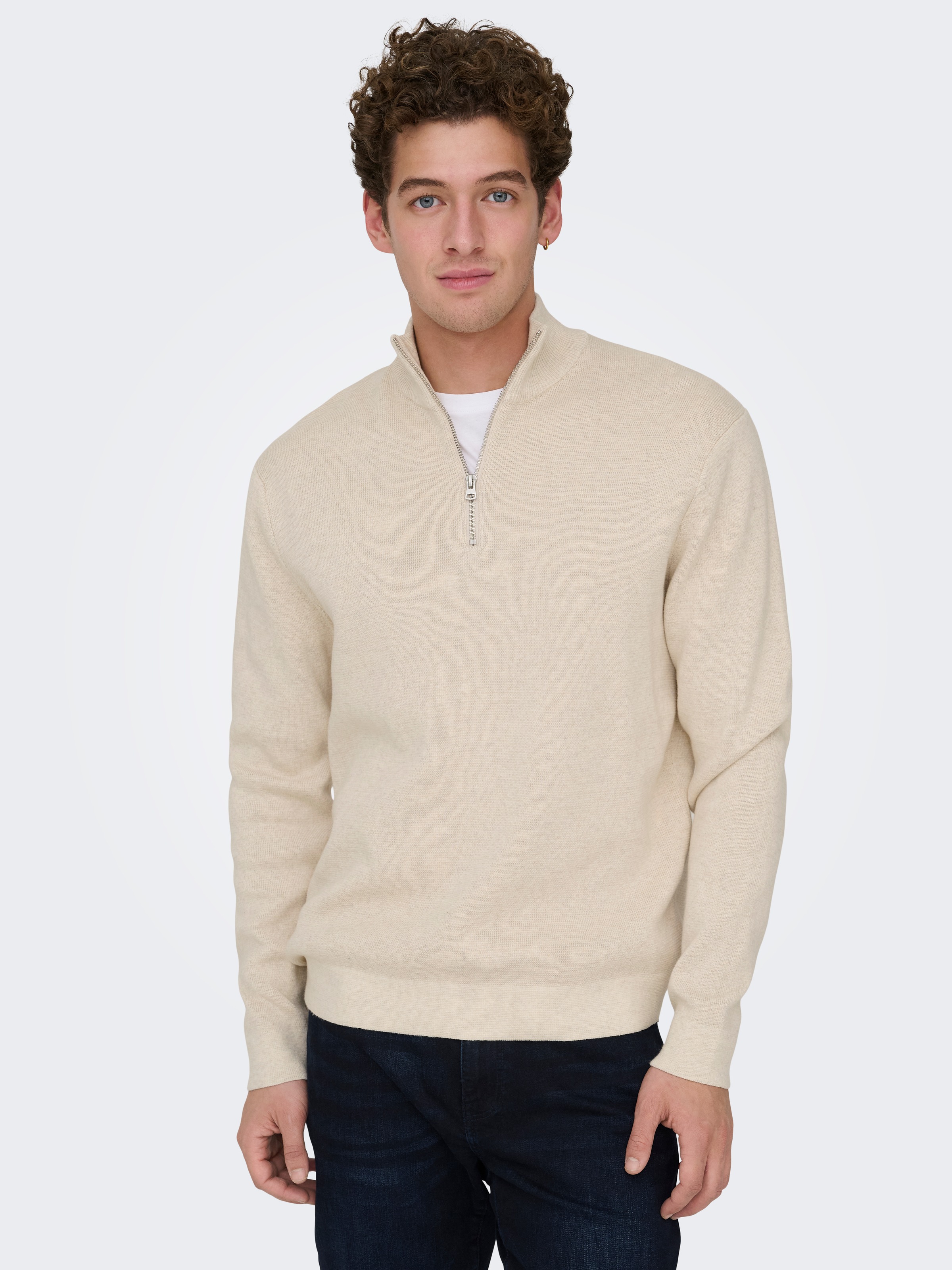 ONLY & SONS Troyer "ONSTING LIFE REG HALF ZIP KNIT NOOS" Baumwolle, regular günstig online kaufen