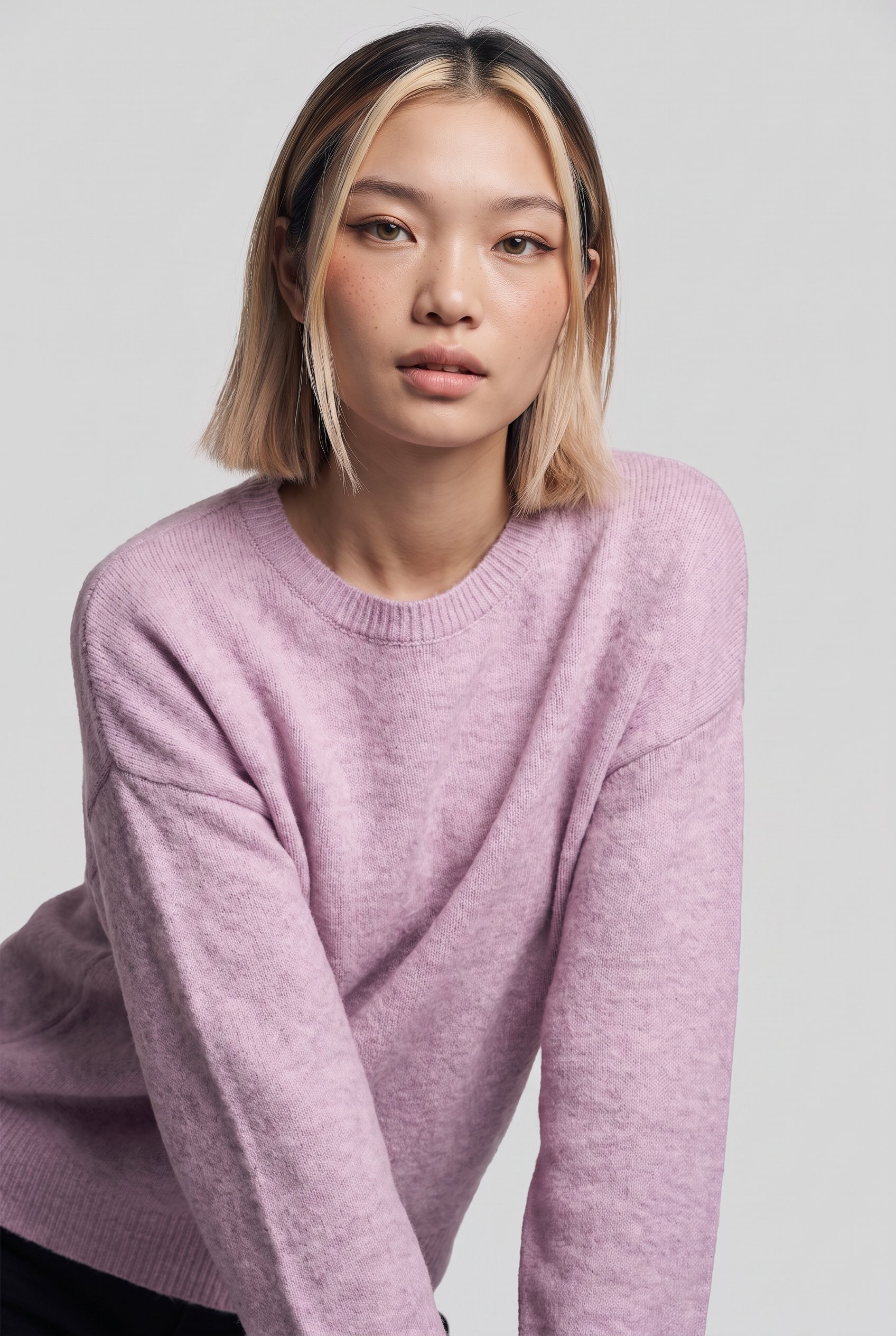 ONLY Strickpullover »ONLOLIVIA LS O-NECK CC KNT« Materialmix, regular fit