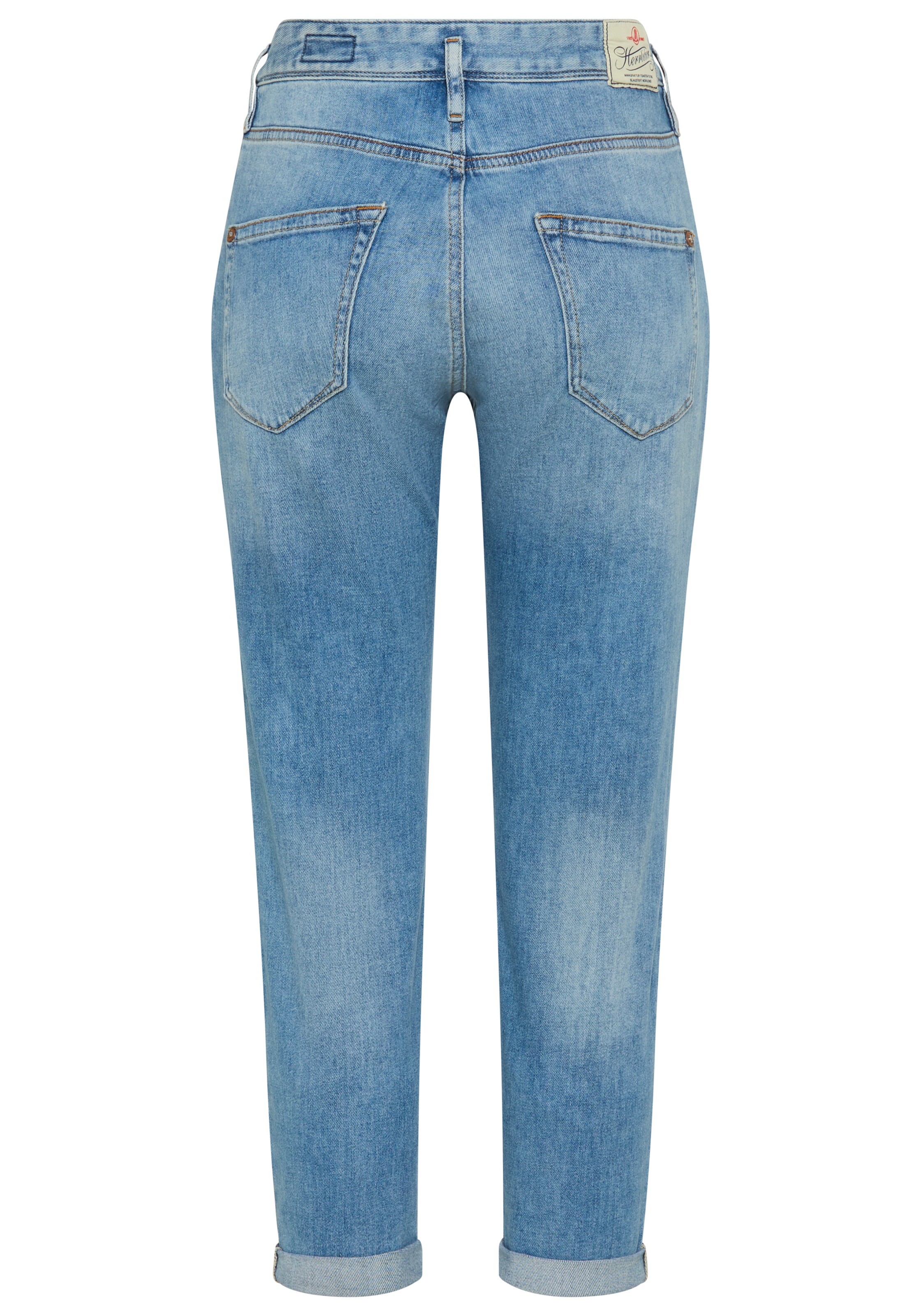 Herrlicher Boyfriend-Jeans »Shyra Cropped Denim Stretch« mit Abnähern, Umschlagsaum