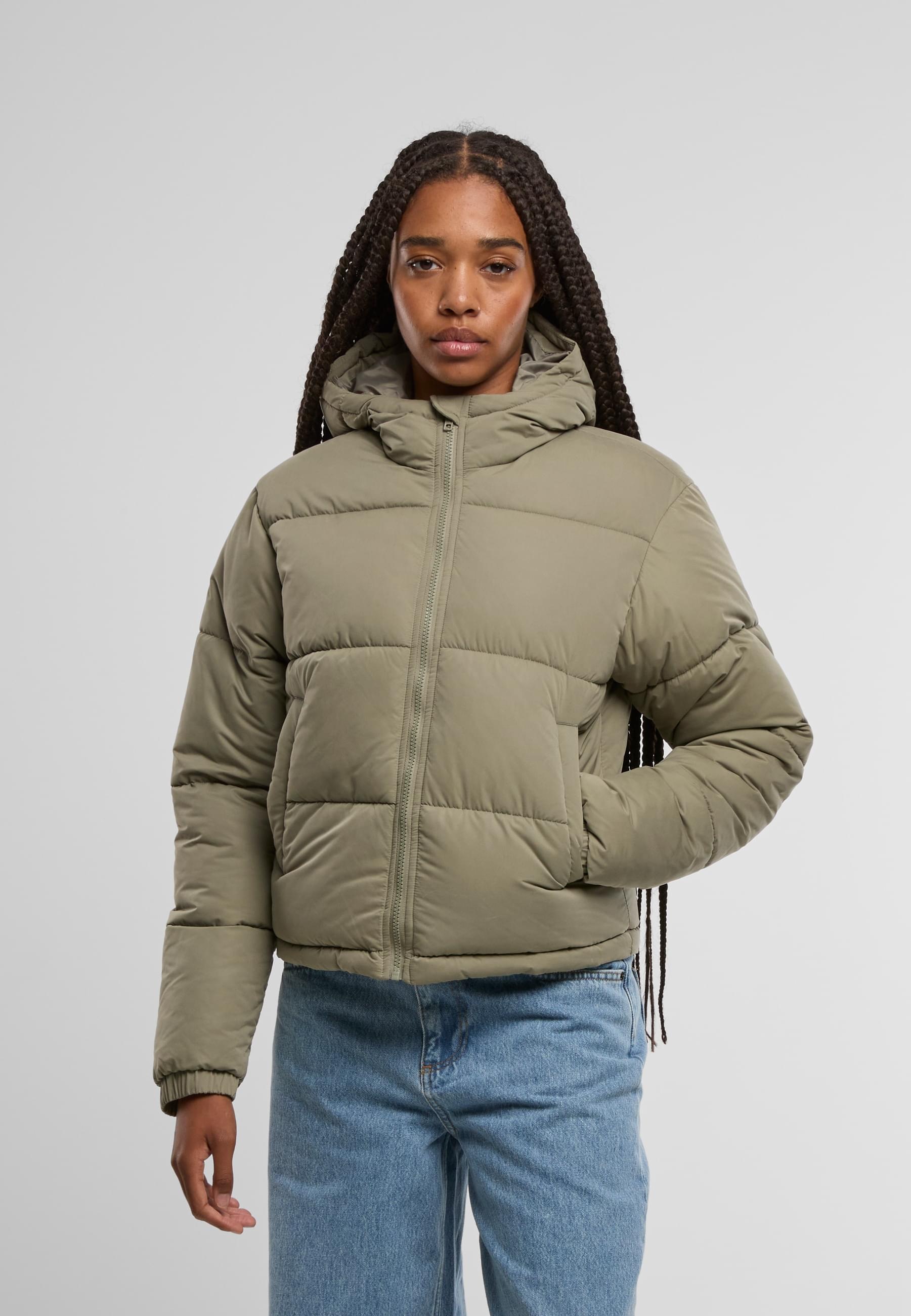 URBAN CLASSICS Winterjacke »Urban Classics Ladies Peached Puffer Jacket With Hood« 1 Stk. tlg. mit Kapuze