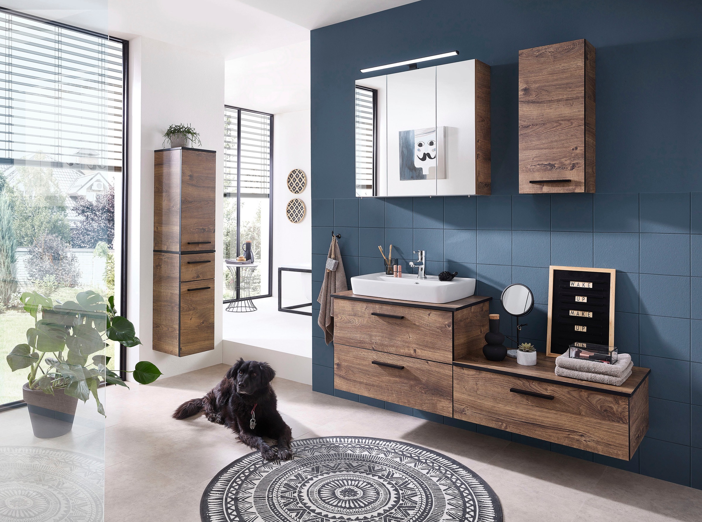 Saphir Badmöbel-Set "Quickset 374 6-teilig Keramik-Aufsatzbecken mit LED-Sp günstig online kaufen