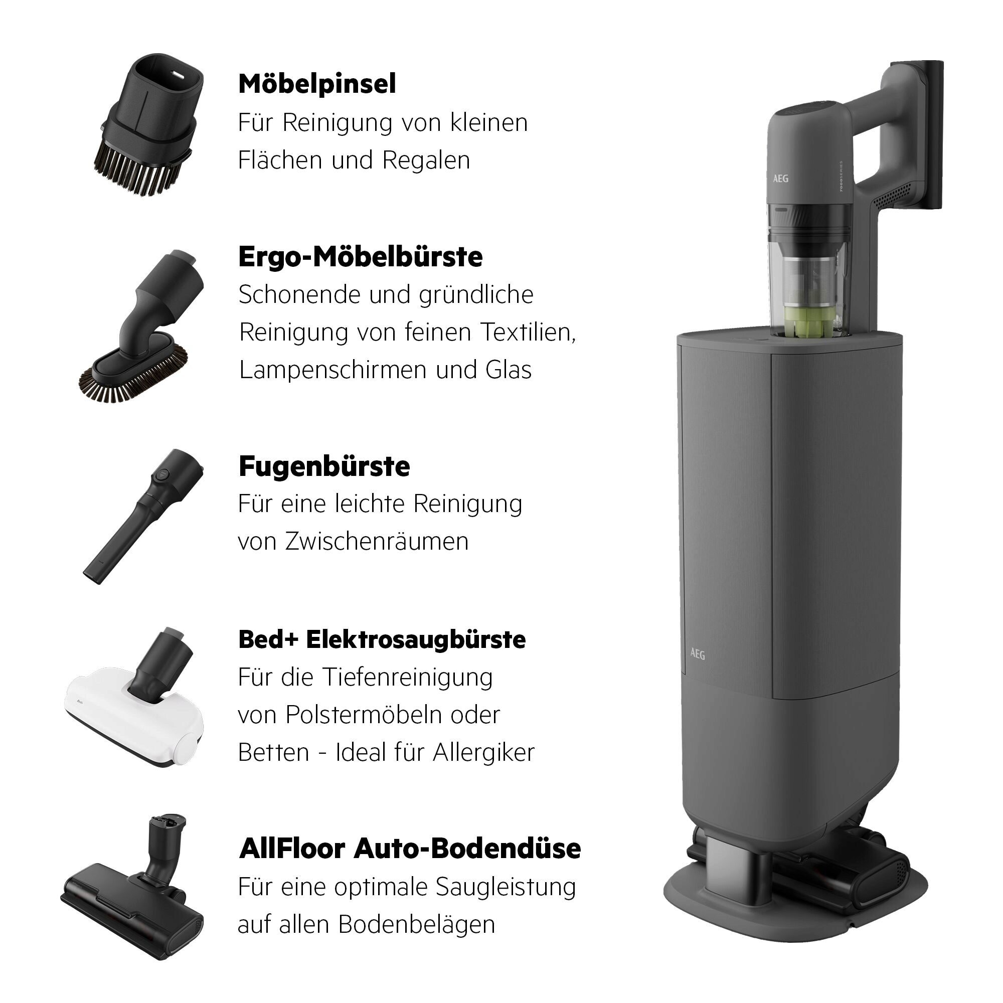 AEG Akku-Hand-und Stielstaubsauger »AP72UB21ES« Leistungsstark-HEPA-Filter; hygienischer All-in-One Station