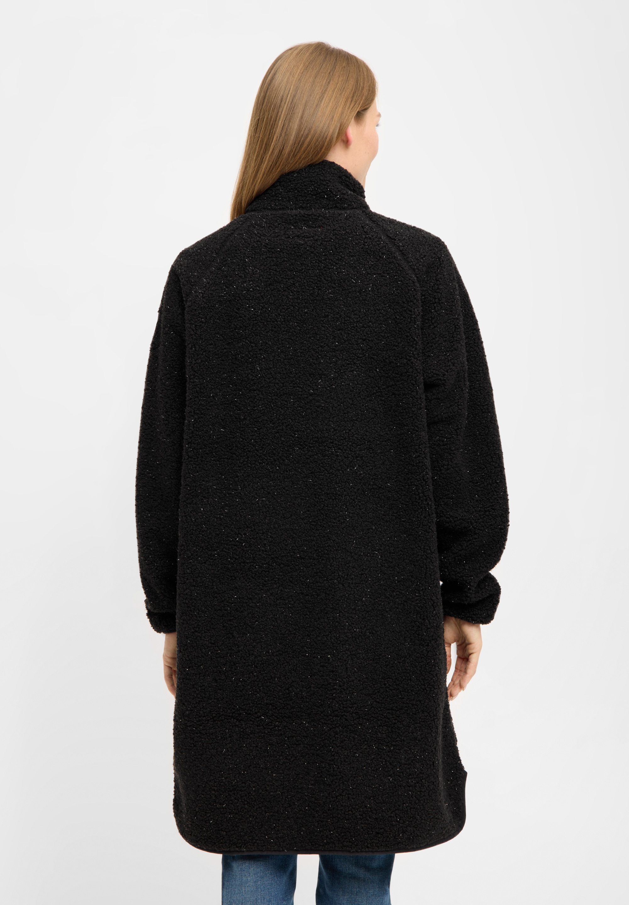 Derbe Fleecejacke »Kuschelby Long« ohne Kapuze Fleecejacke, lang, glitzernd, warm