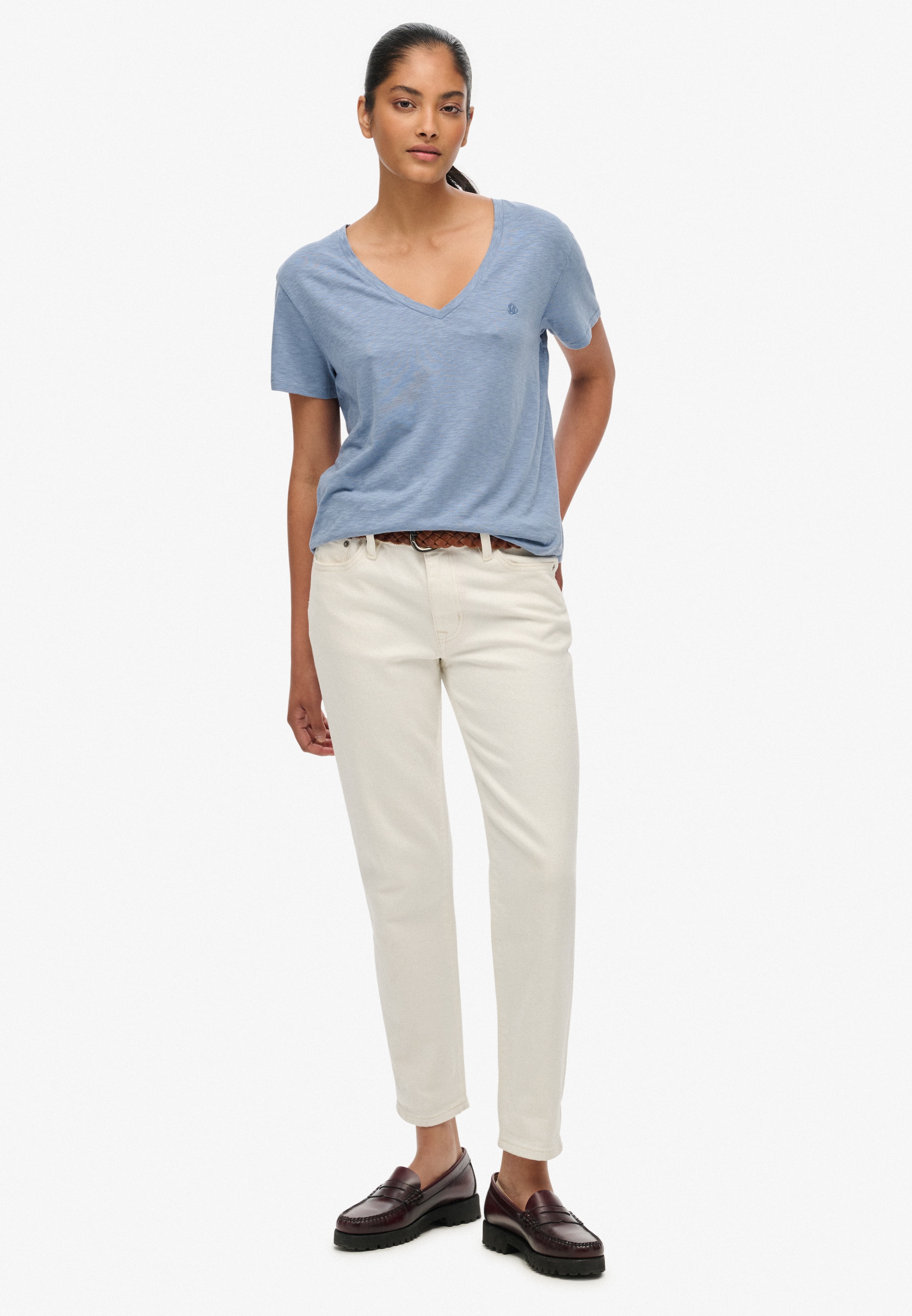 Superdry T-Shirt »STUDIOS SLUB EMB VEE TEE« Baumwollmischung, relaxed fit