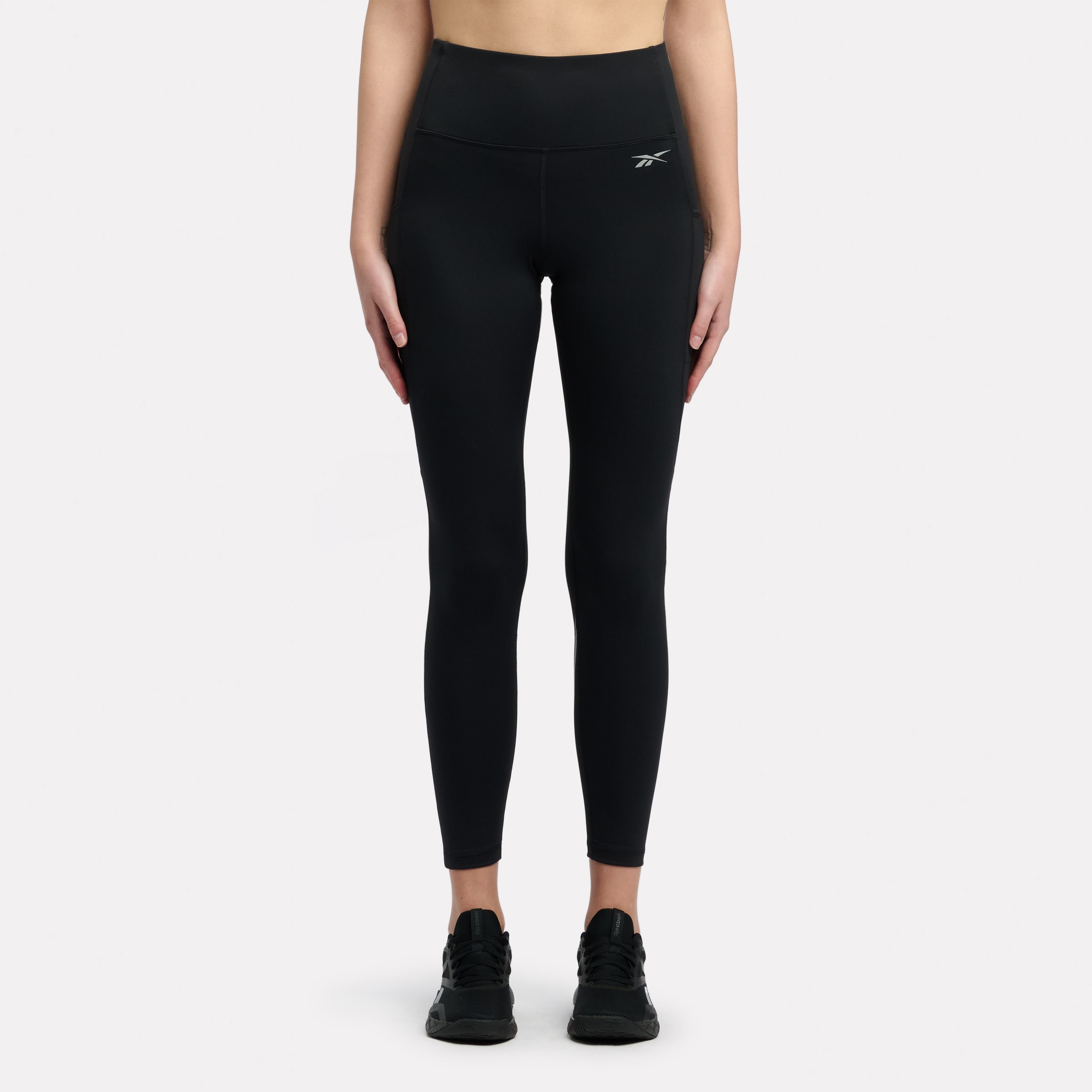 Reebok Lauftights "HIGH RISE FULL LENGTH TIGHTS" mit Flatlock-Nähten, feuchtigkeitsableitend, atmungsaktiv