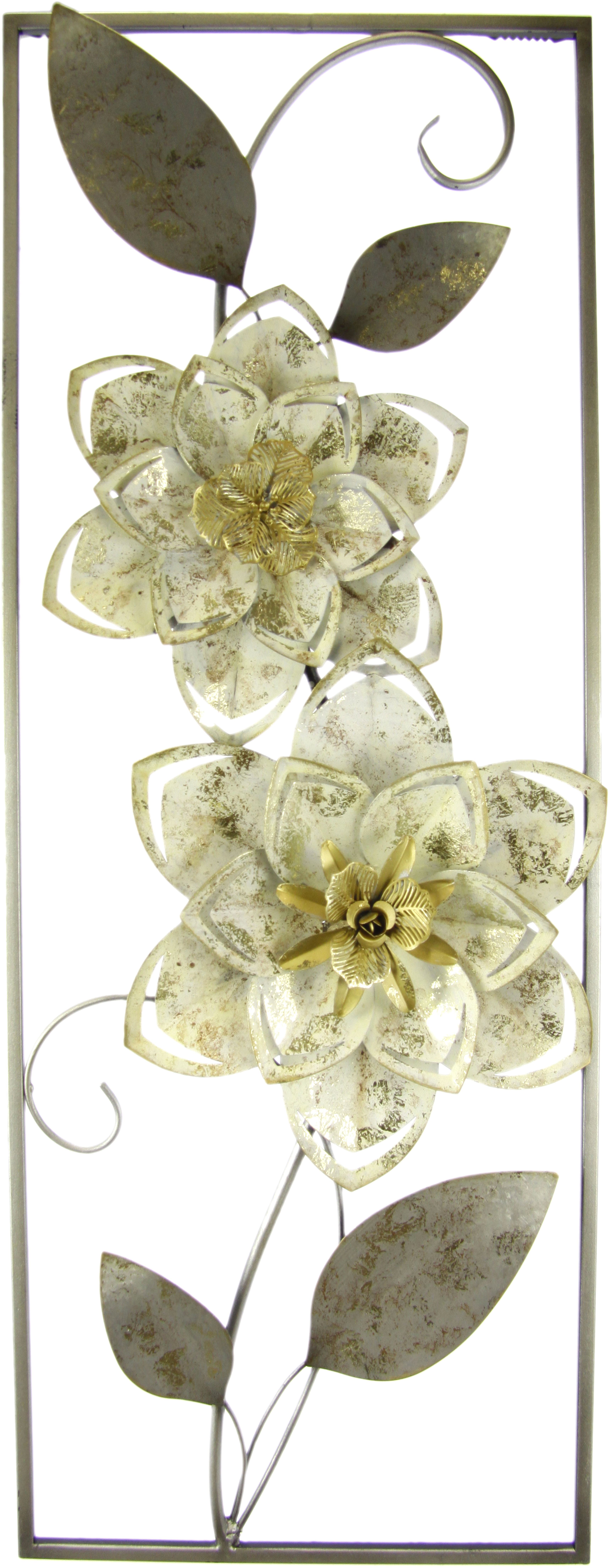 I.GE.A. Bild "Metallbild Blumen Blätter Blume Wanddeko Wandskulptur Bild 3D Blüten" 1 Stk. tlg. Skulptur Wanddeko Deko Terrassendeko Wandrelief Abstrakt