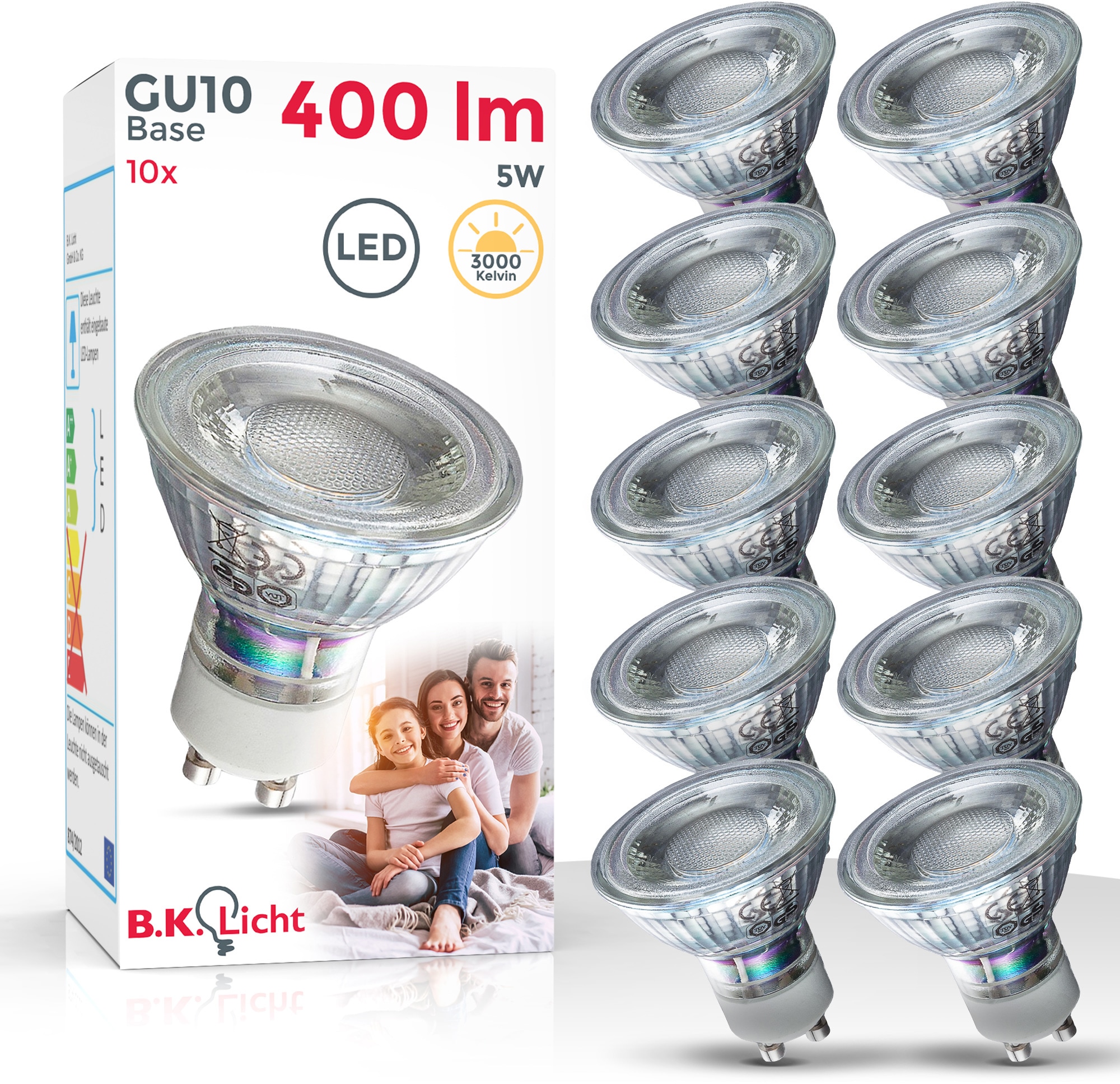B.K.LICHT LED-Leuchtmittel, L:5,3cm Ø:5cm, weiß, Leuchtmittel, LED Lampe Glüh-Birne Reflektor-Form 5W 400 Lumen 3000K warmweiss