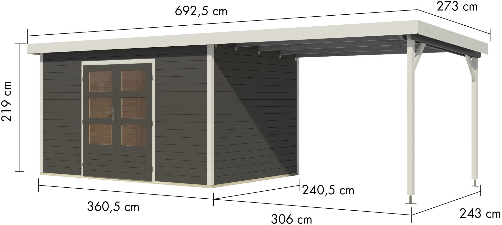 Karibu Gartenhaus »Pluto 7 B«, aus hochwertigen Materialien