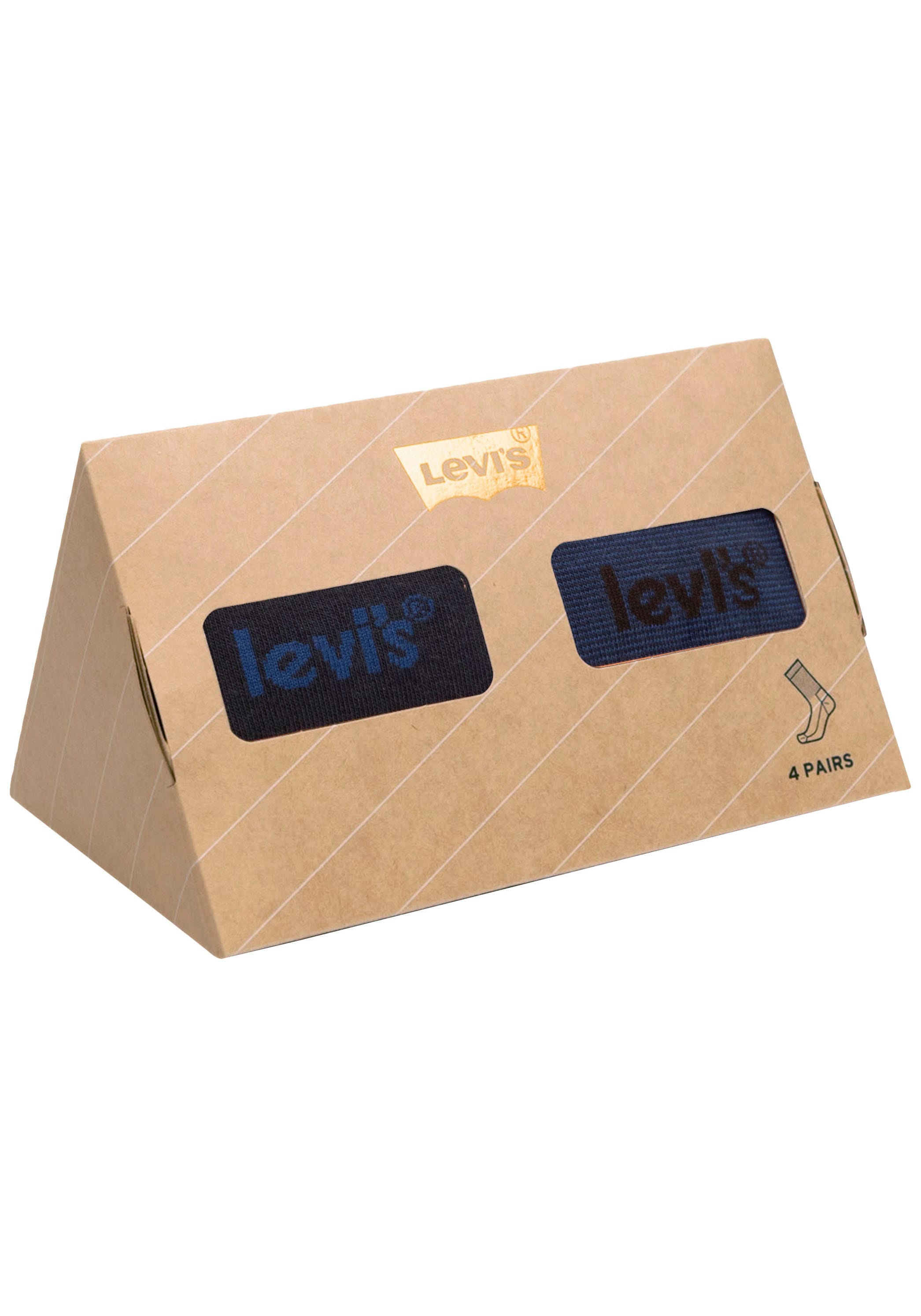 Levi's® Socken, (Packung, 4 Paar, 4er-Pack), LEVIS GIFTBOX REG CUT STRIPE 4P