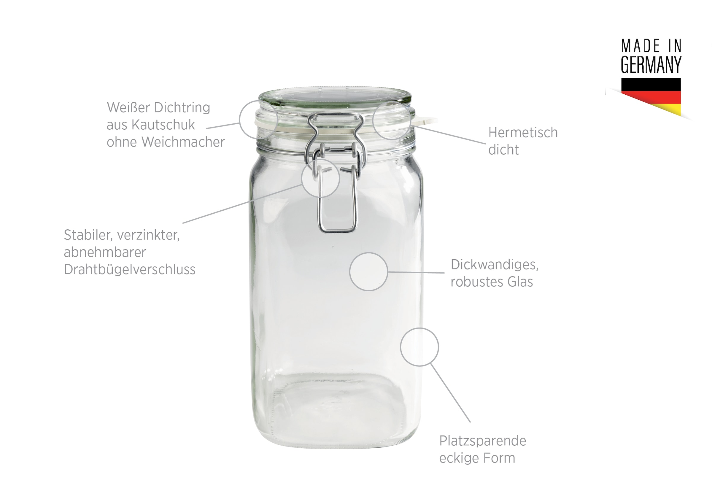 MÄSER Einmachglas »Gothika, Einkochglas Set« Set, je 2 Gläser mit Füllmenge 75 cl, 1,05 l, 1,45 l + 1x Einkochring-Set, 7 Stk. tlg. Glas mit Deckel