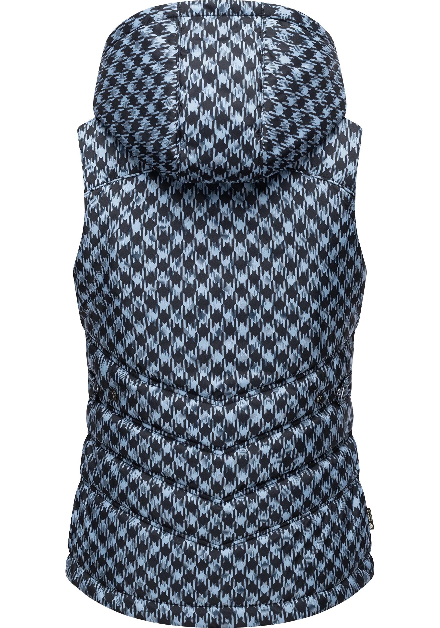 Thumbnail - Ragwear Steppweste "Hesty Print", Weste mit abnehmbarer Kapuze und Hahnentritt Muster