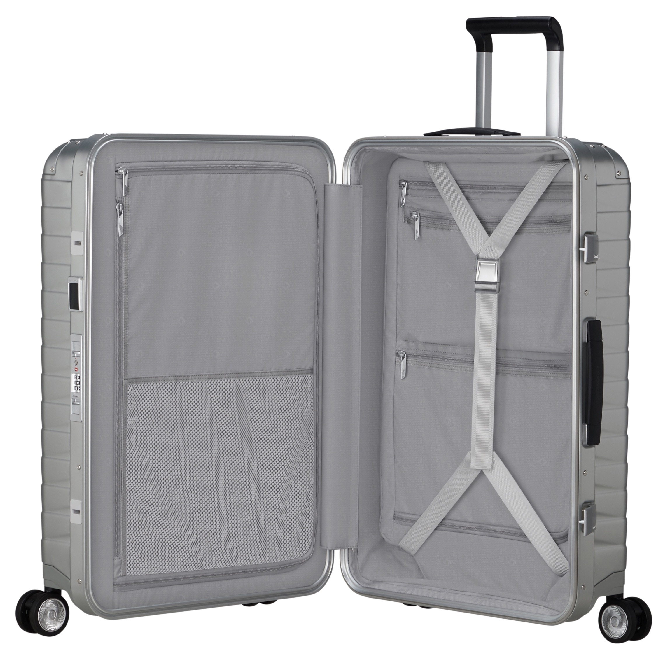 Samsonite Hartschalen-Trolley »PROXIS ALU, verschiedene Größen«, 4 Rollen, Hartschalen-Koffer, Reisekoffer, Koffer, TSA-Zahlenschloss