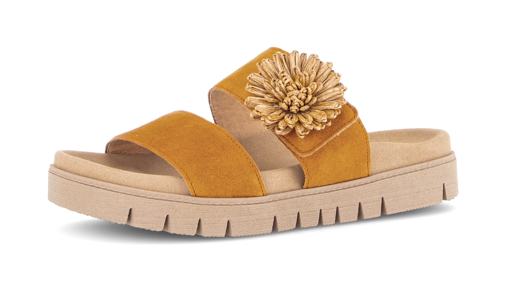 Gabor Pantolette Plateau, Sommerschuh, Schlupfschuh mit Bast-Zierblüte günstig online kaufen