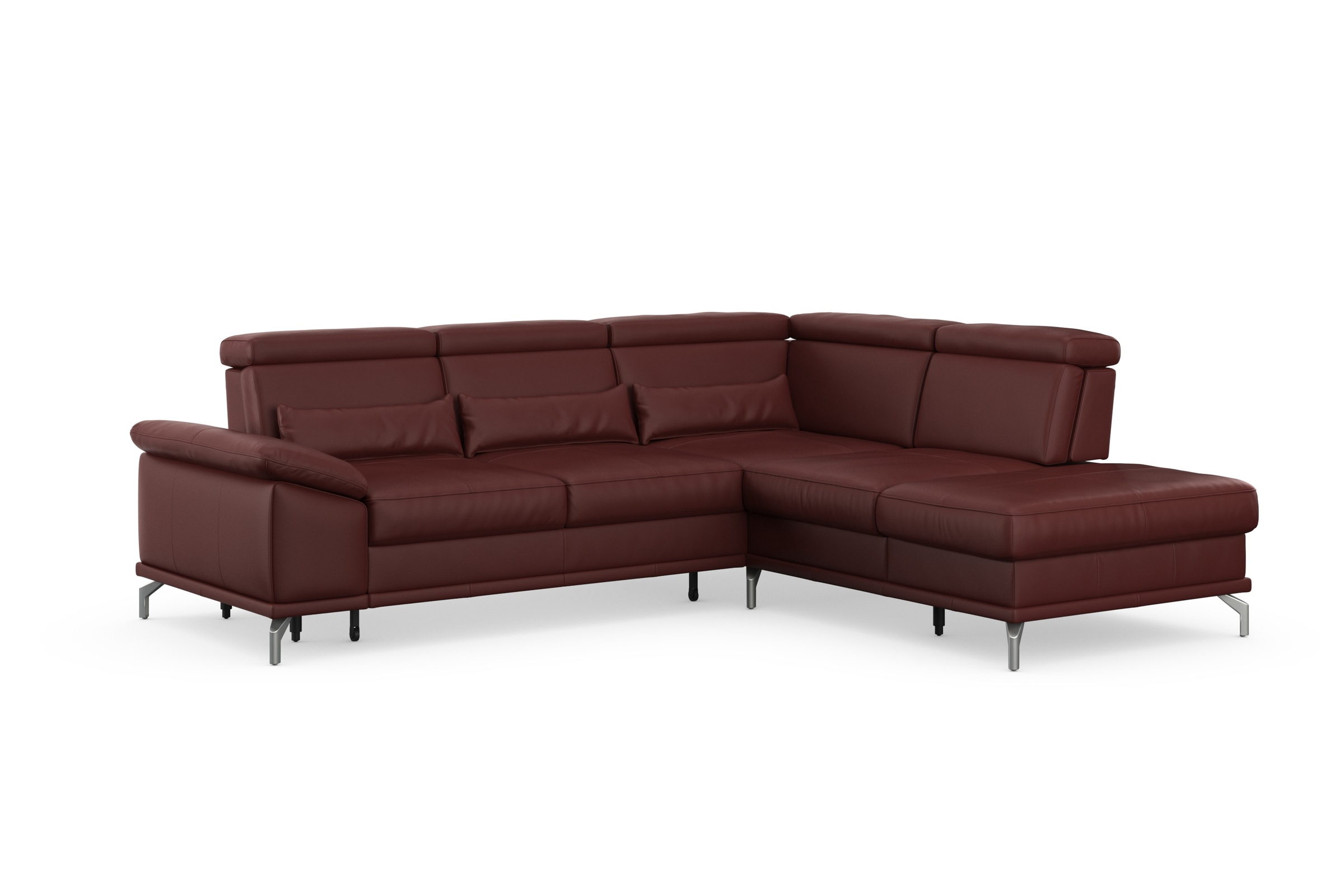 sit&more Ecksofa »Cabrio L-Form, mit Sitztiefenverstellung, Arm- und Kopfteilverstellung«, 3 Nierenkissen, Federkern, optional Bettfunktion und Stauraum
