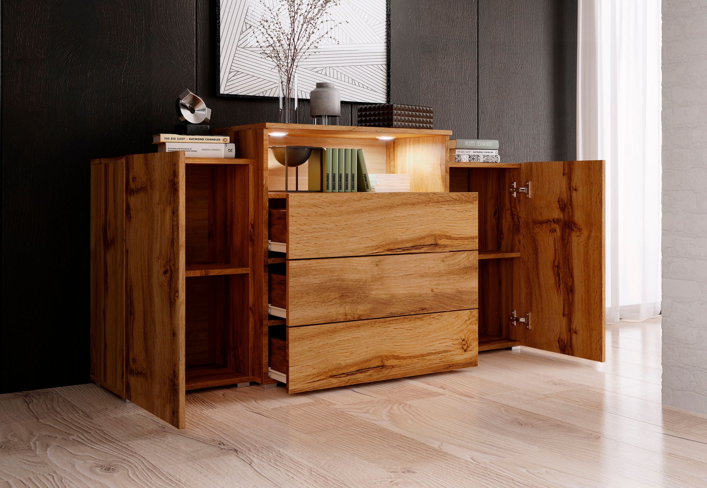 INOSIGN Sideboard "URBAN III", Moderne Kommode mit 3 Schubladen und 4 Fäche günstig online kaufen