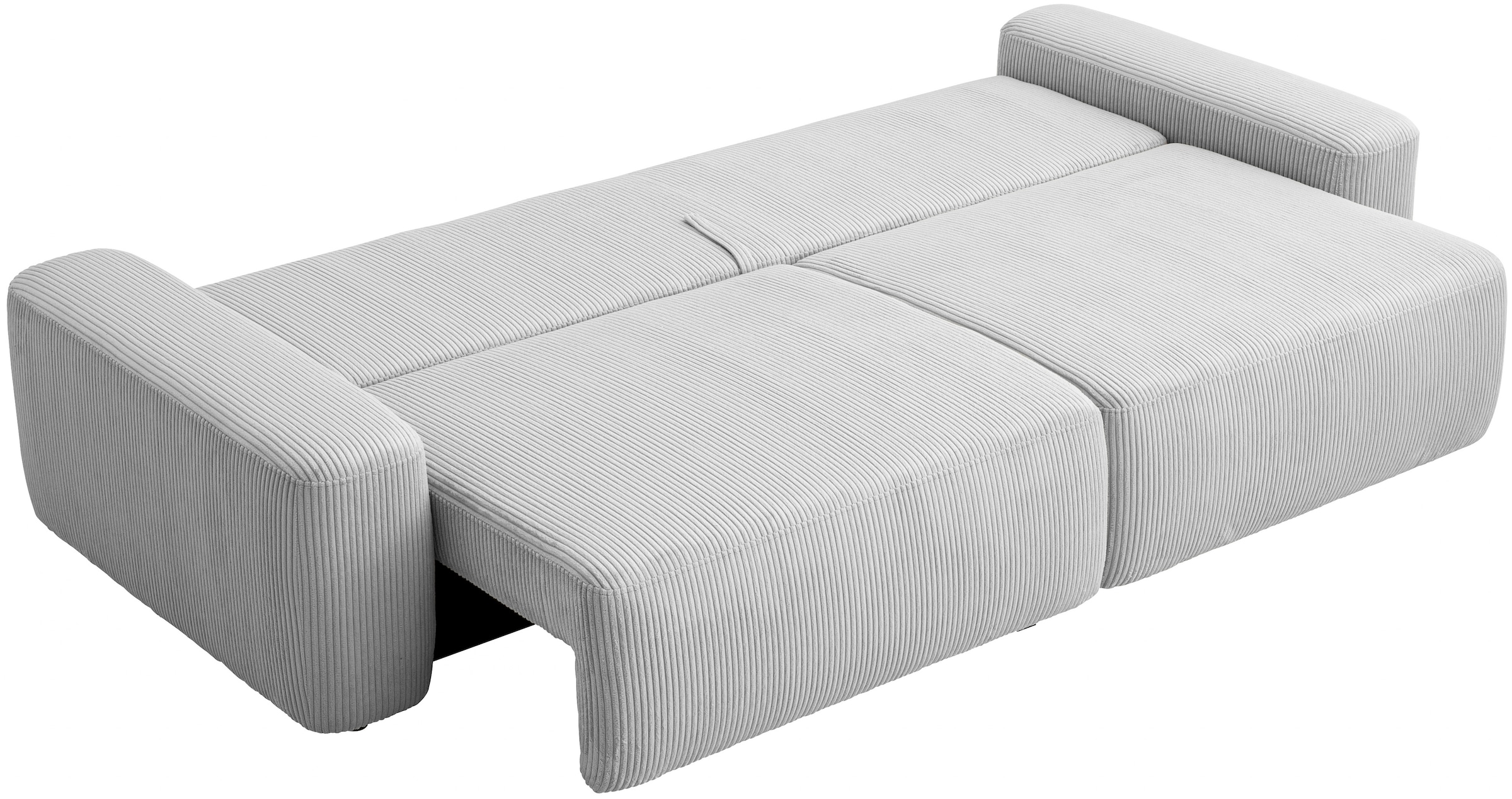 INOSIGN 3-Sitzer »TORGE (257cm), Sofa,Schlafsofa in Cord, Samtvelours, Struktur fein«, rundes Design, Schlaffunktion u. Bettkasten, Liegefläche: 135/200 cm